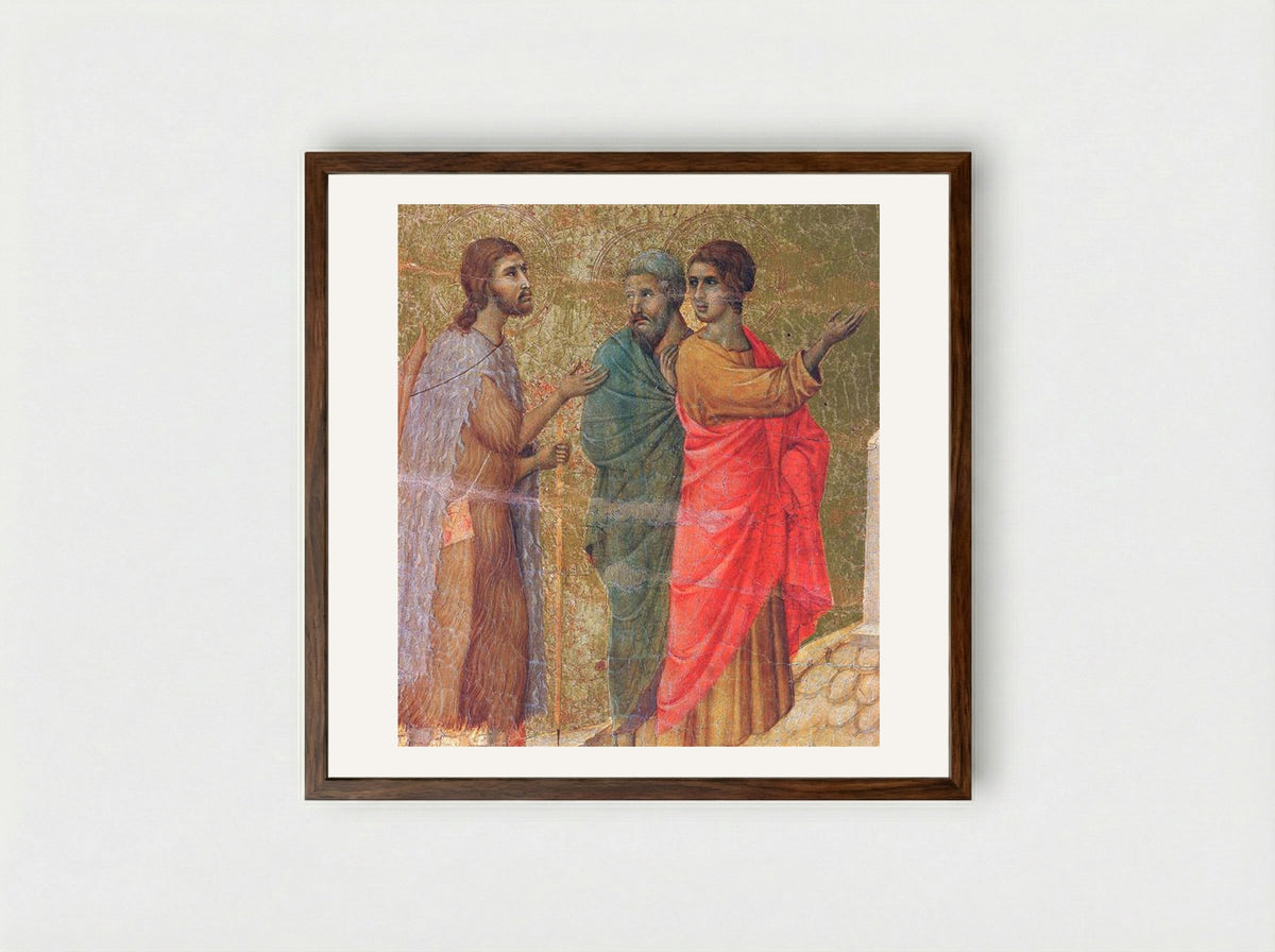 Christ on the Road to Emmaus (Fragment) - Duccio di Buoninsegna - Framed Print Dark Wood
