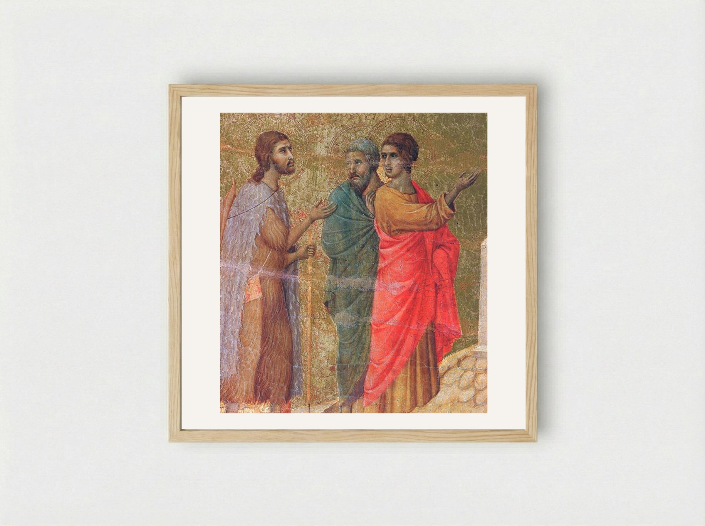Christ on the Road to Emmaus (Fragment) - Duccio di Buoninsegna - Framed Print Wood