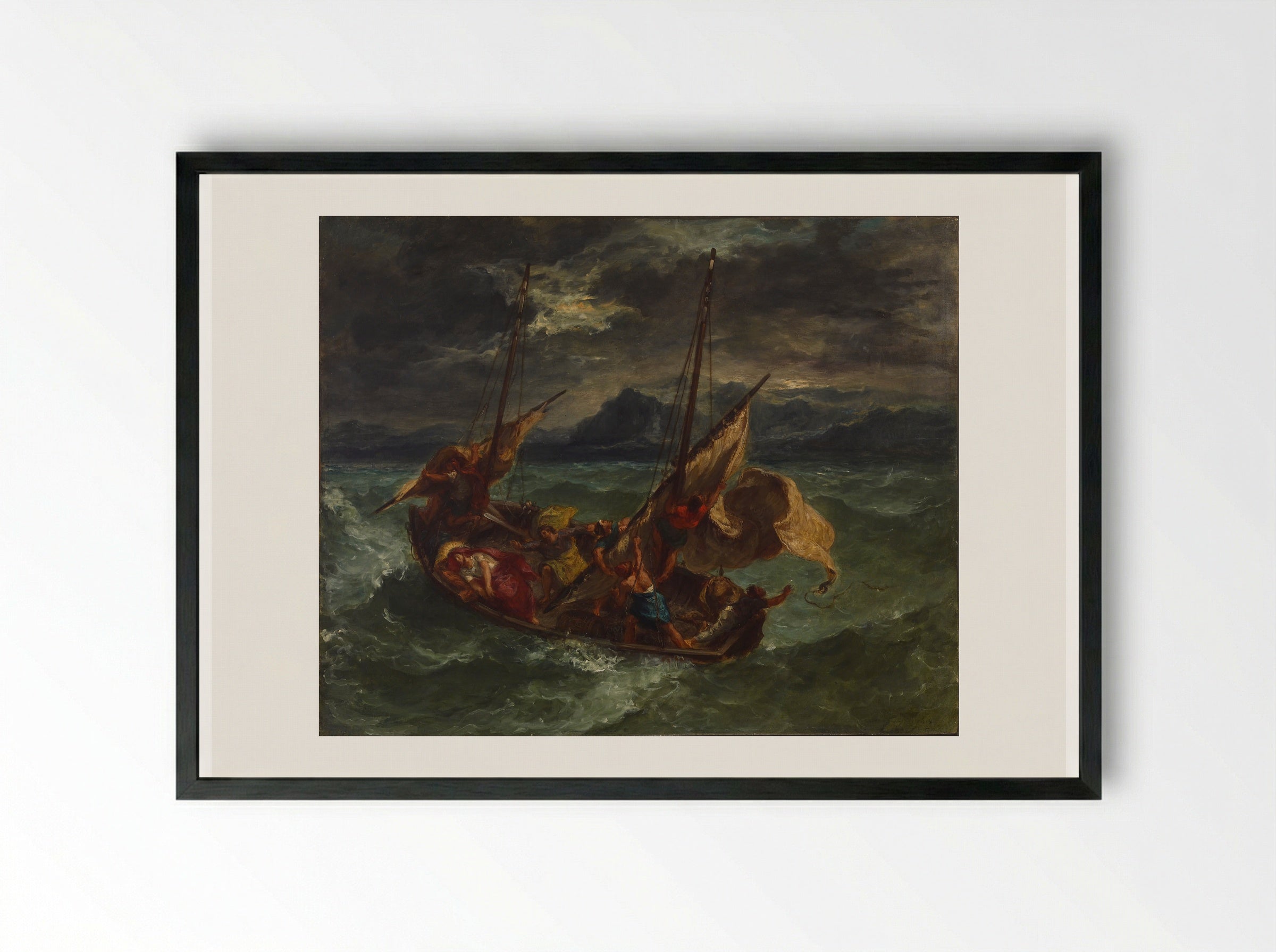 Christ on the Sea of Galilee - Eugène Delacroix - Framed Print Black