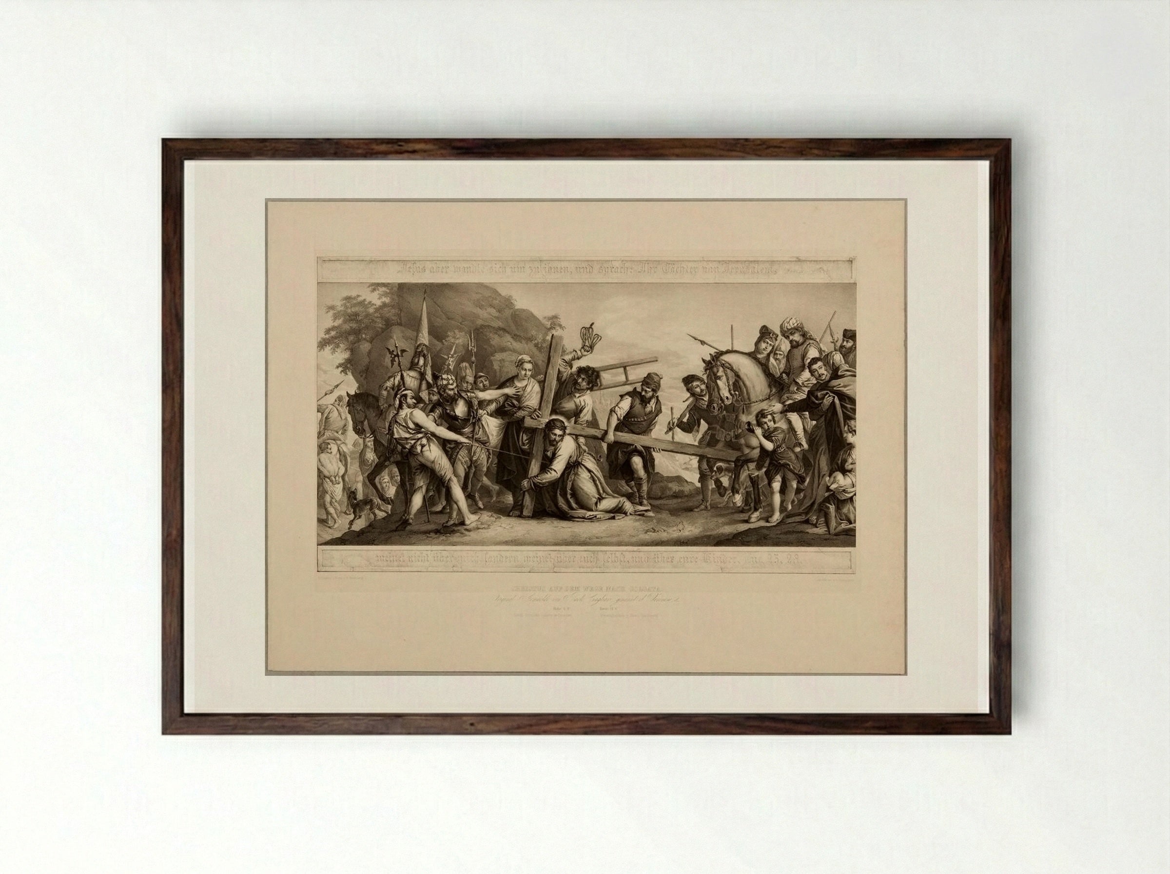 Christ on the Way to Golgotha - Franz Hanfstaengl - Framed Print Dark Wood