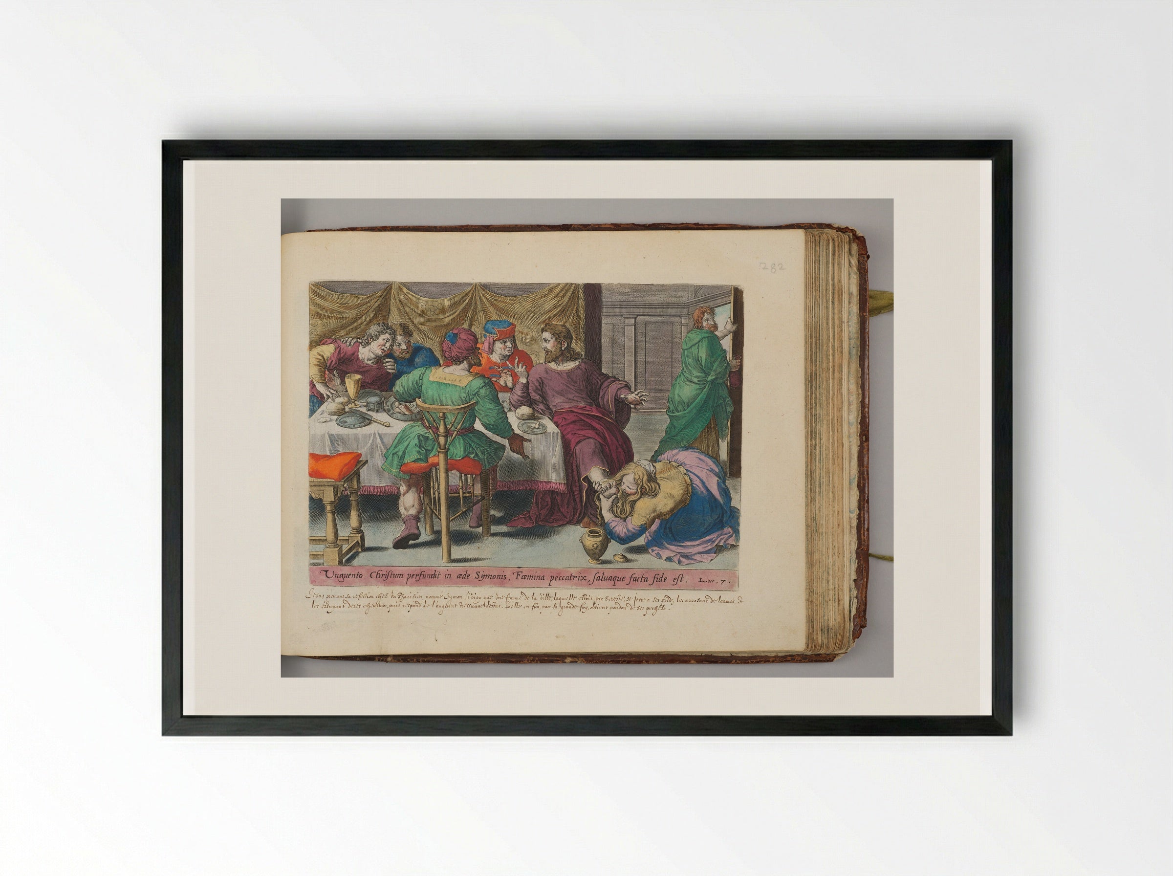 Christ's Feet Annointed by a Sinner - Hans Collaert the Elder - Framed Print Black
