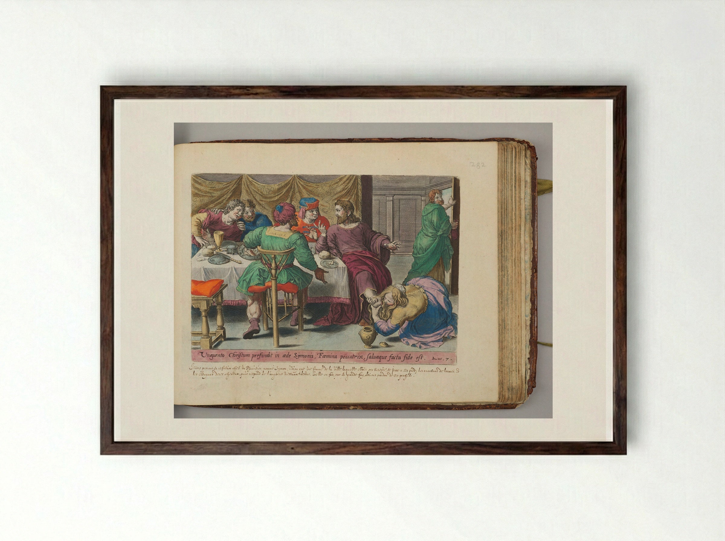Christ's Feet Annointed by a Sinner - Hans Collaert the Elder - Framed Print Dark Wood