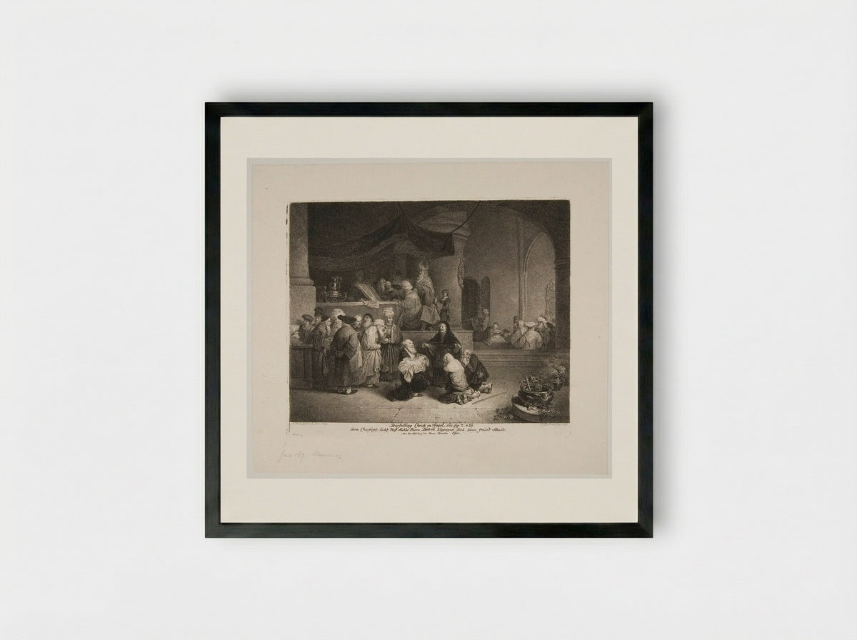 Christ's Representation in the Temple - Georg Friedrich Schmidt - Framed Print Black