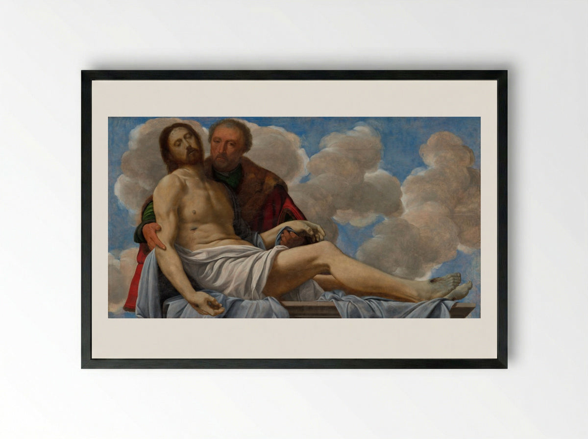 Christ with Joseph of Arimathea - Giovanni Girolamo Savoldo - Framed Print Black