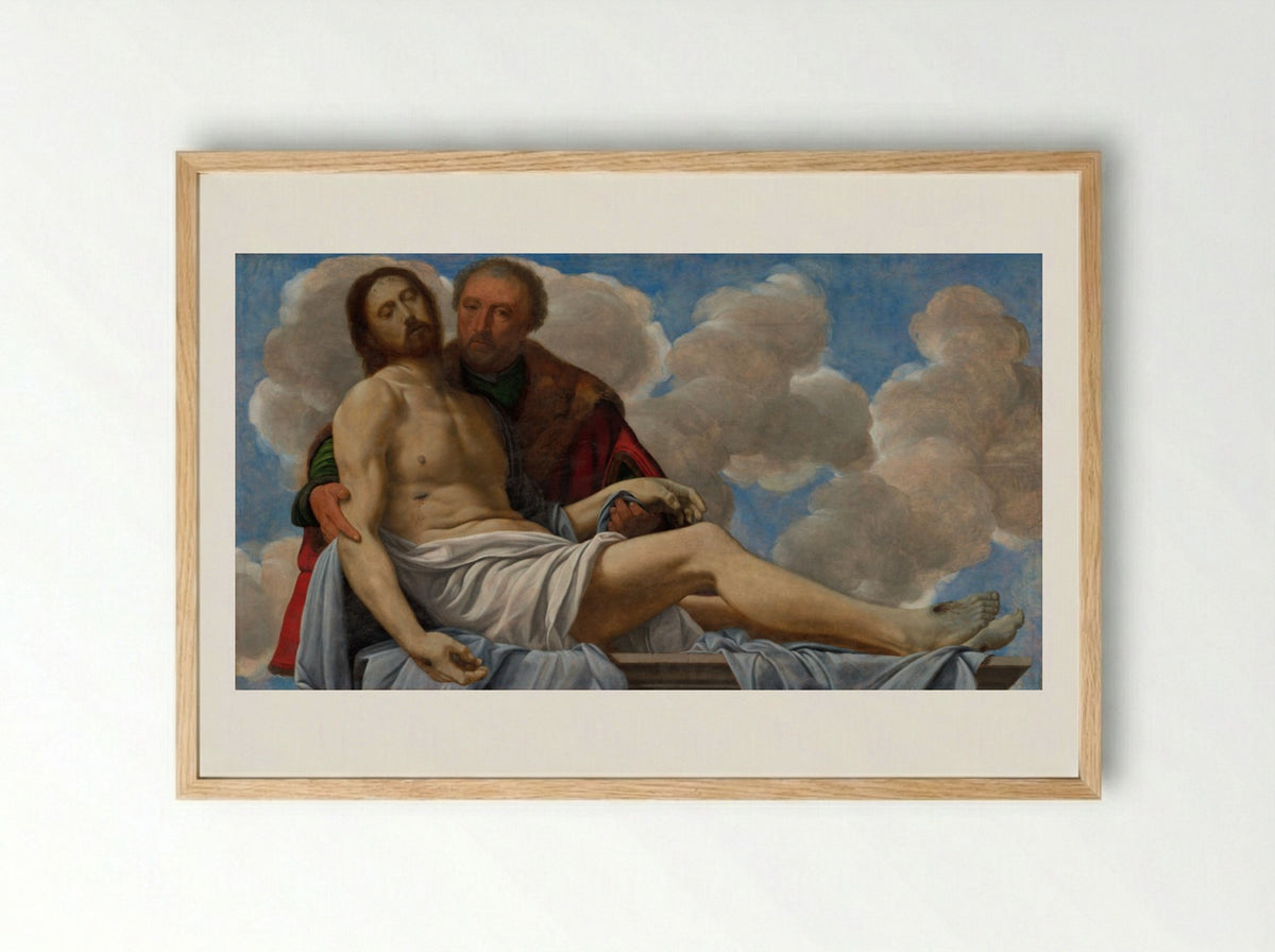 Christ with Joseph of Arimathea - Giovanni Girolamo Savoldo - Framed Print Wood