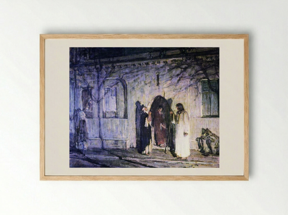 Christ with the Canaanite Woman and Her Daughter - Henry Ossawa Tanner - Framed Print Wood