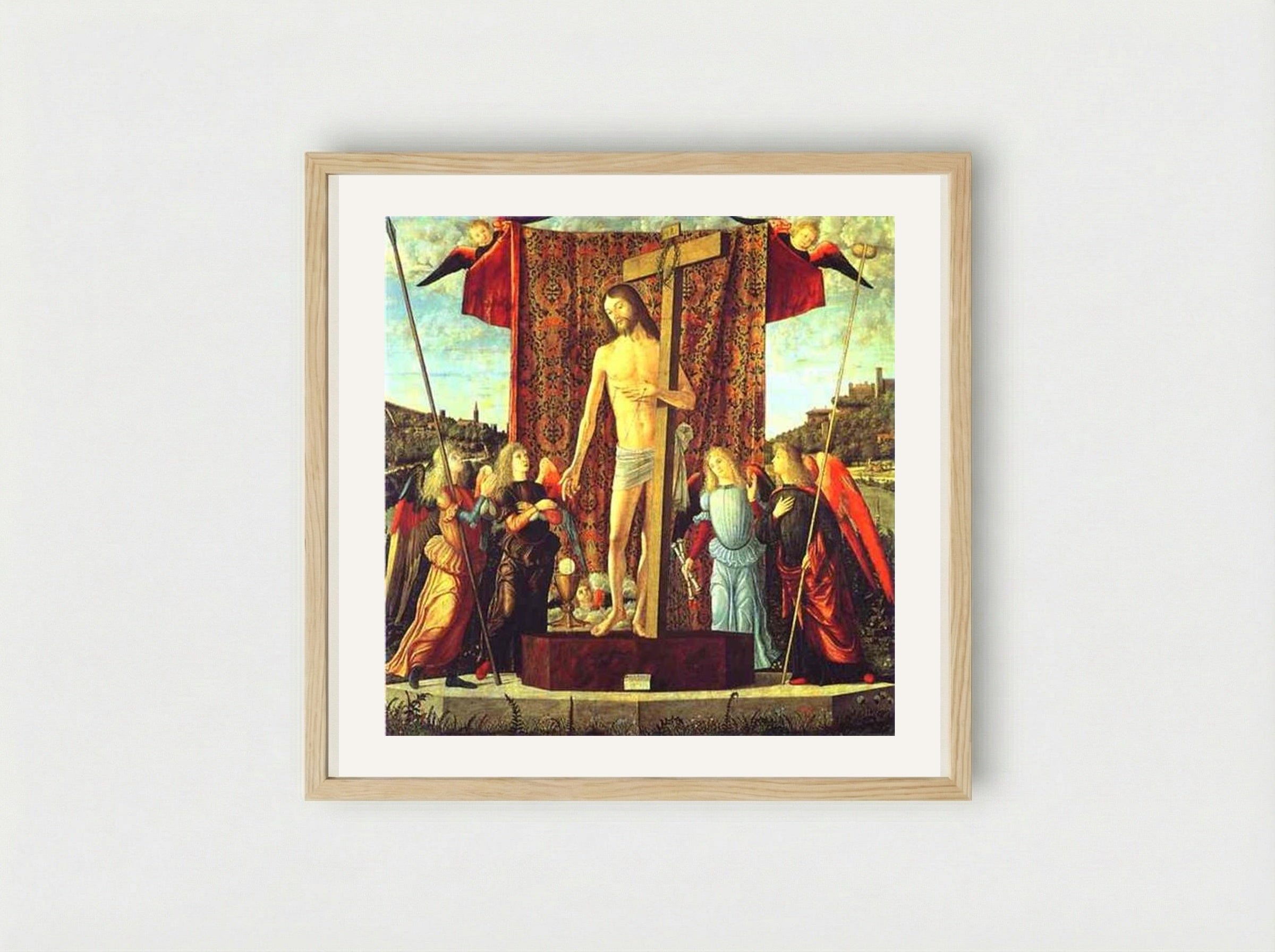 Christ with the Symbols of the Passion Surrounded by Angels - Vittore Carpaccio - Framed Print Wood