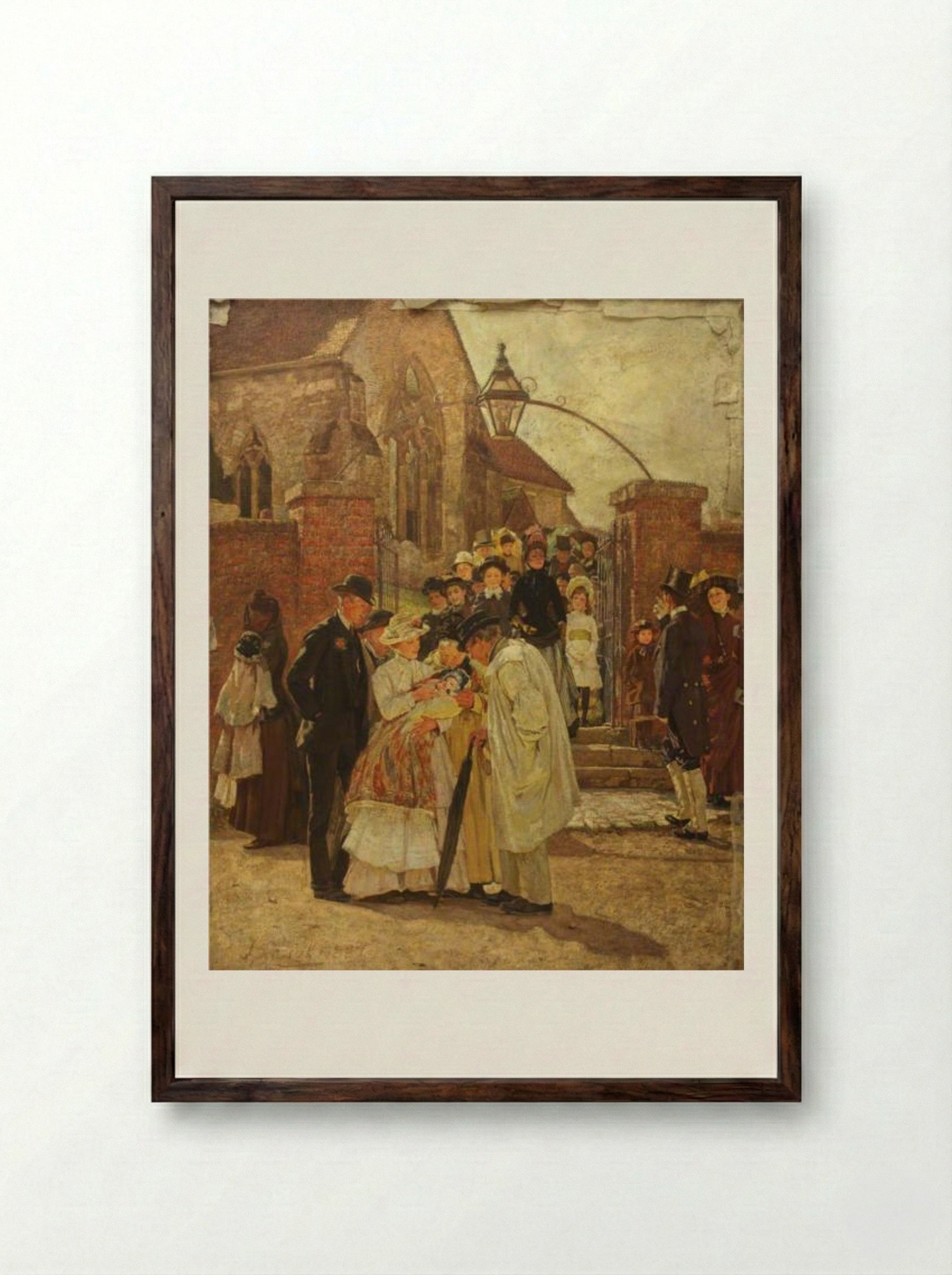 Christening Sunday (South Harting, Sussex) - James Charles - Framed Print Dark Wood