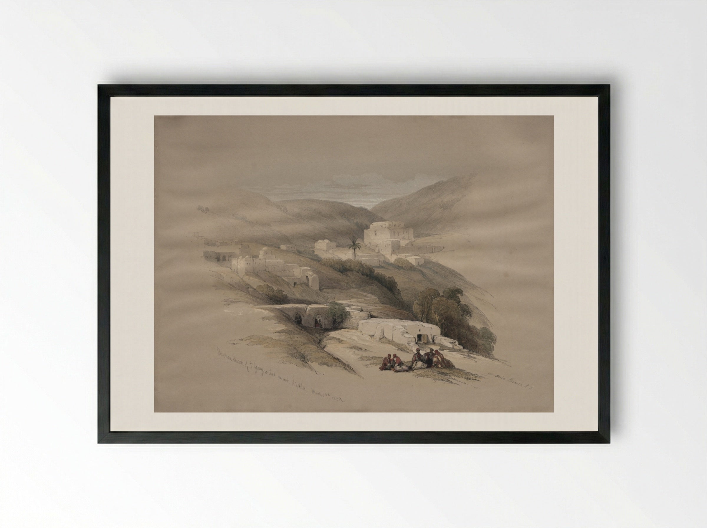 Christian Church of St. George at Ludd, ancient Lydda - David Roberts - Framed Print Black