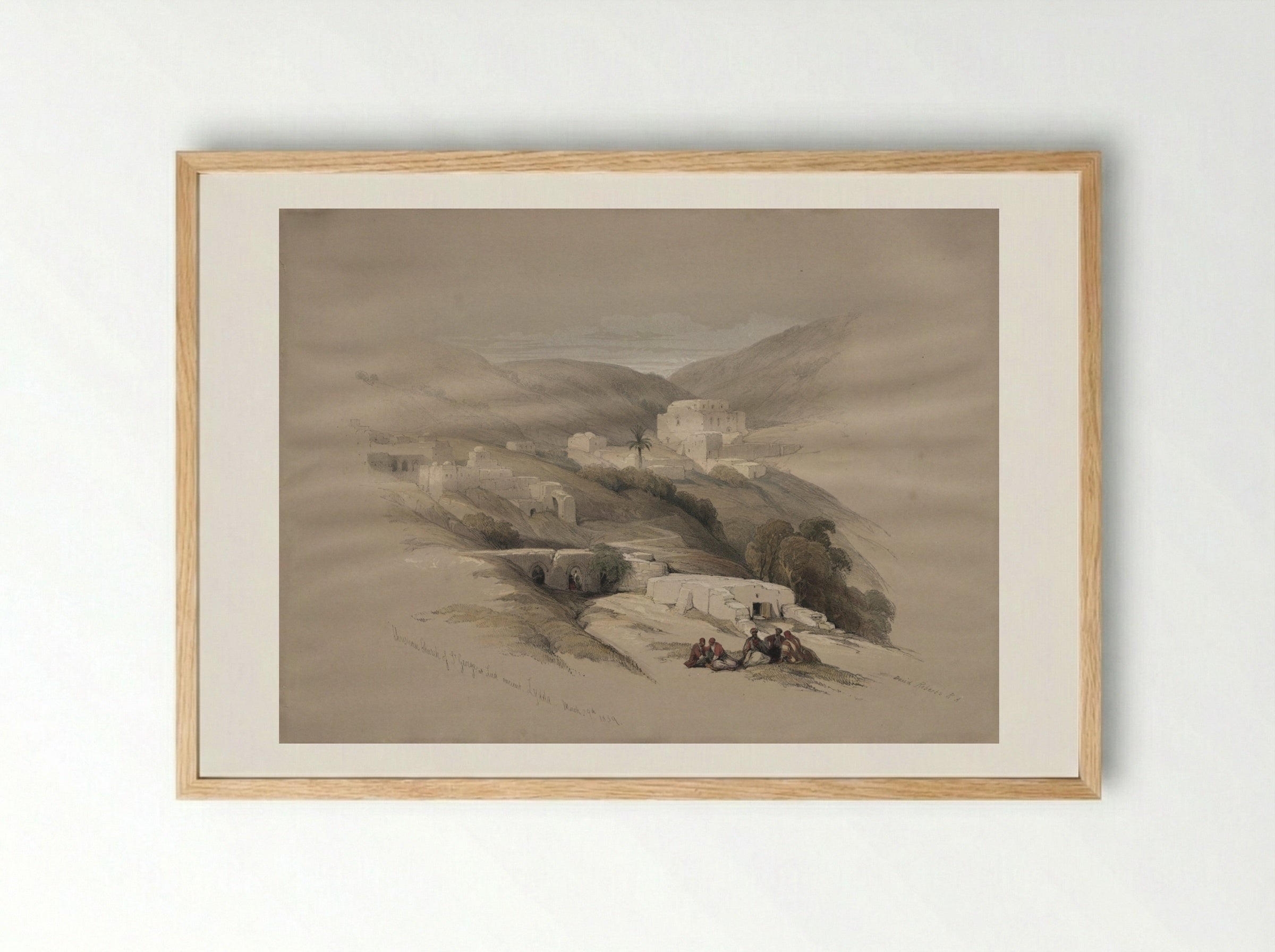 Christian Church of St. George at Ludd, ancient Lydda - David Roberts - Framed Print Wood