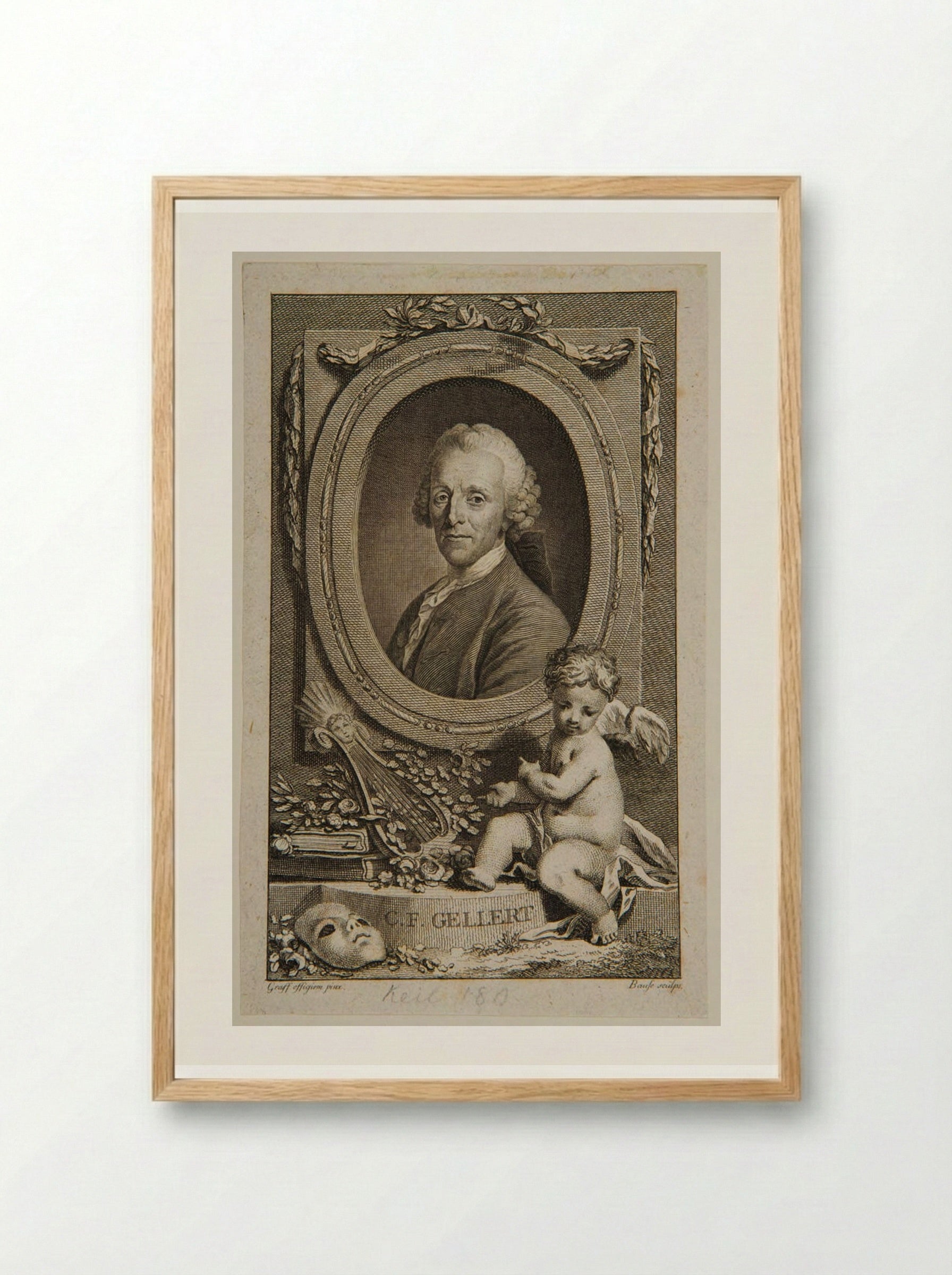 Christian Fürchtegott Gellert - Johann Friedrich Bause - Framed Print Wood
