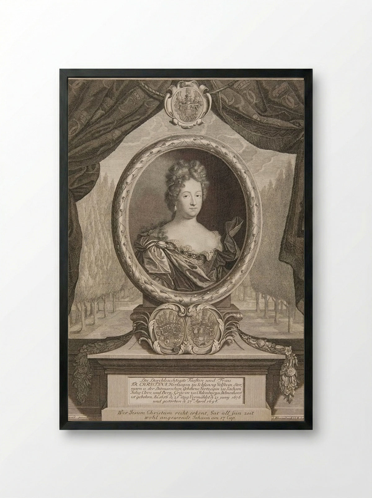 Christina, Duchess of Schleswig-Holstein - Samuel Blesendorf - Framed Print Black