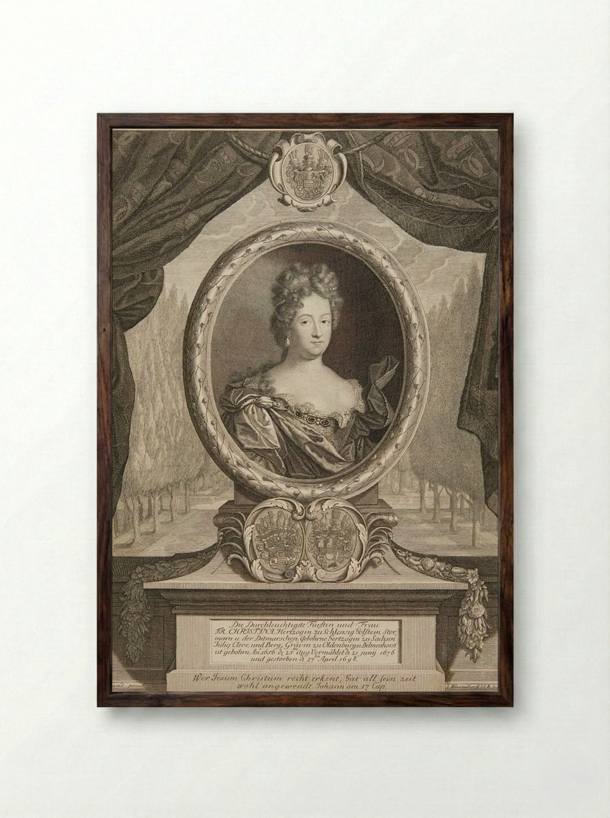 Christina, Duchess of Schleswig-Holstein - Samuel Blesendorf - Framed Print Dark Wood