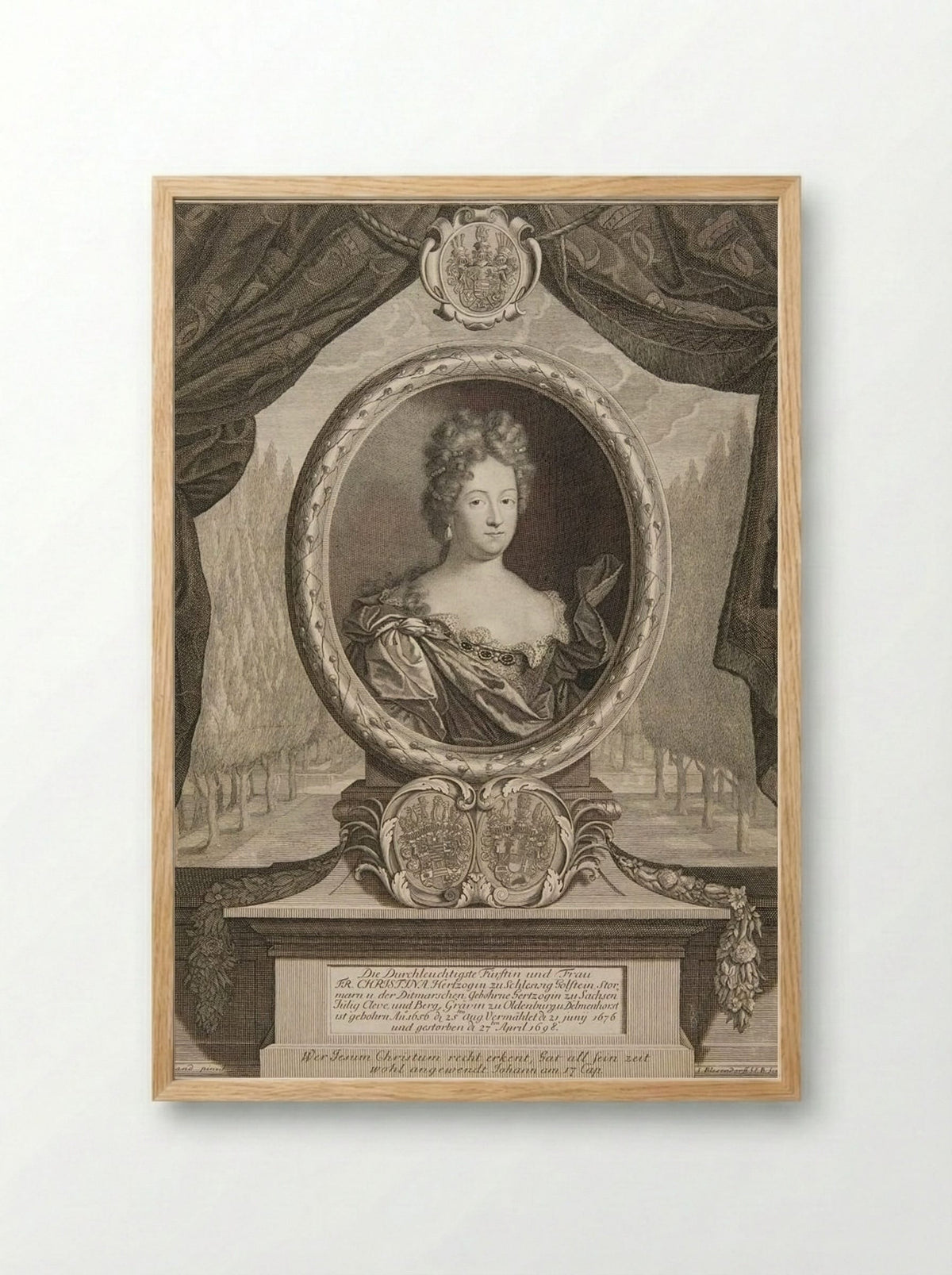 Christina, Duchess of Schleswig-Holstein - Samuel Blesendorf - Framed Print Wood