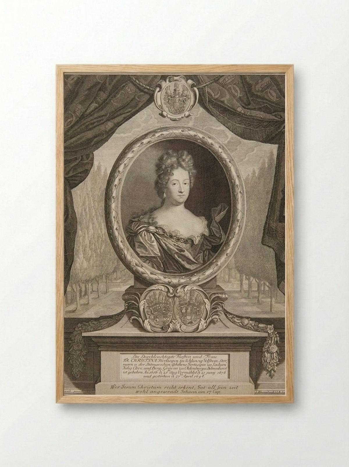 Christina, Duchess of Schleswig-Holstein - Samuel Blesendorf - Framed Print Wood