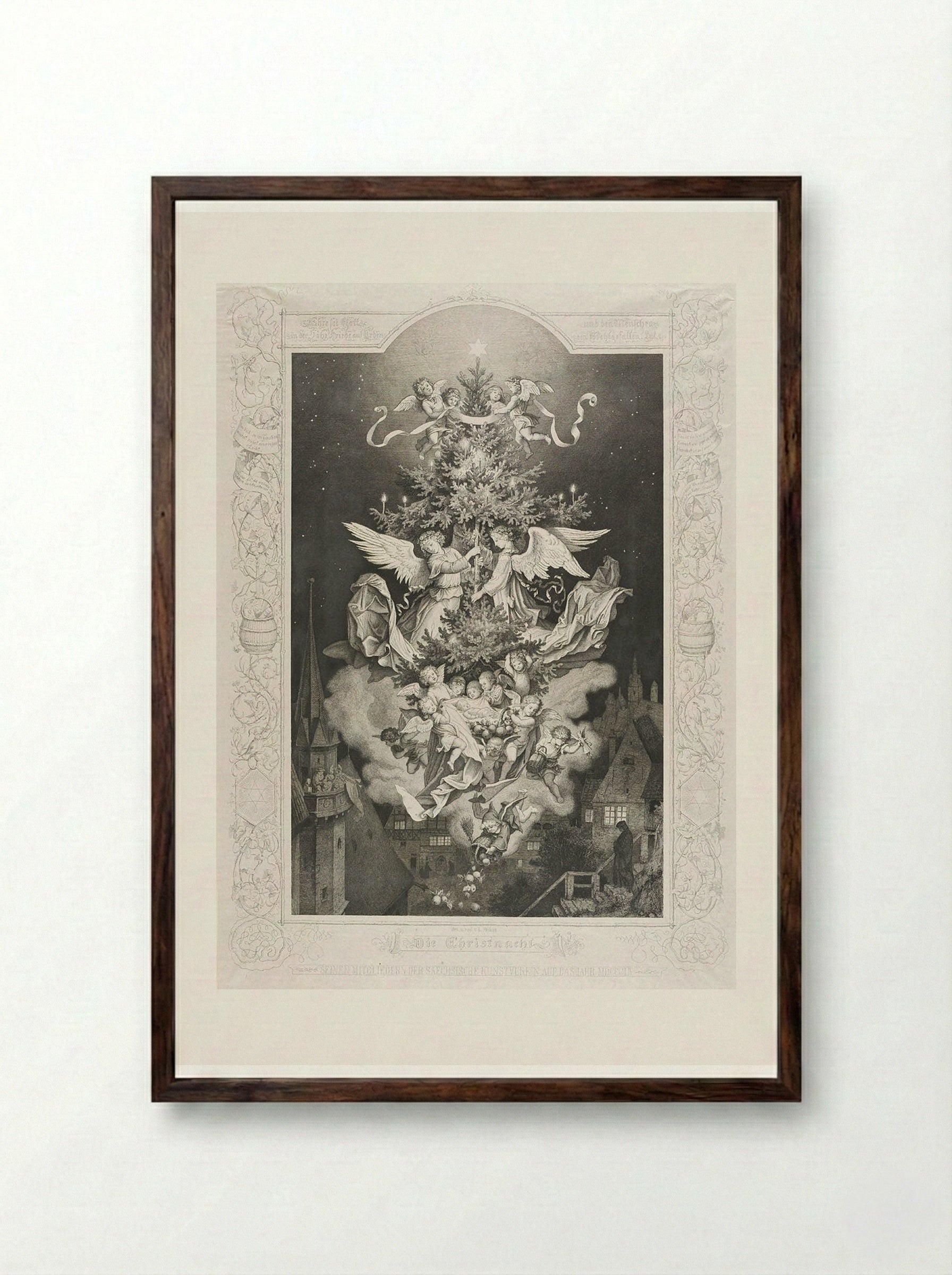 Christmas Eve - Adrian Ludwig Richter - Framed Print Dark Wood