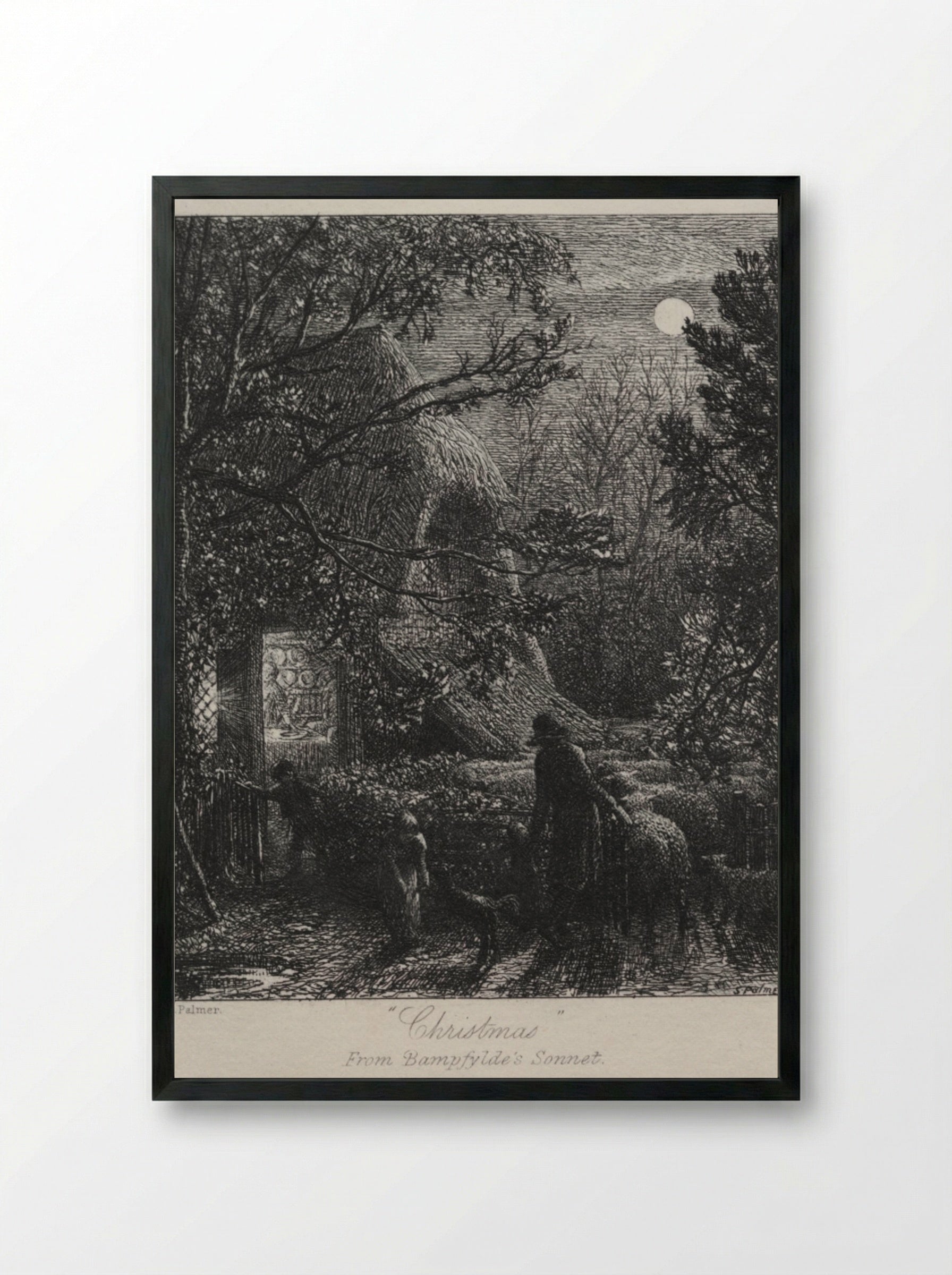 Christmas (Folding the Last Sheep) - Samuel Palmer - Framed Print Black