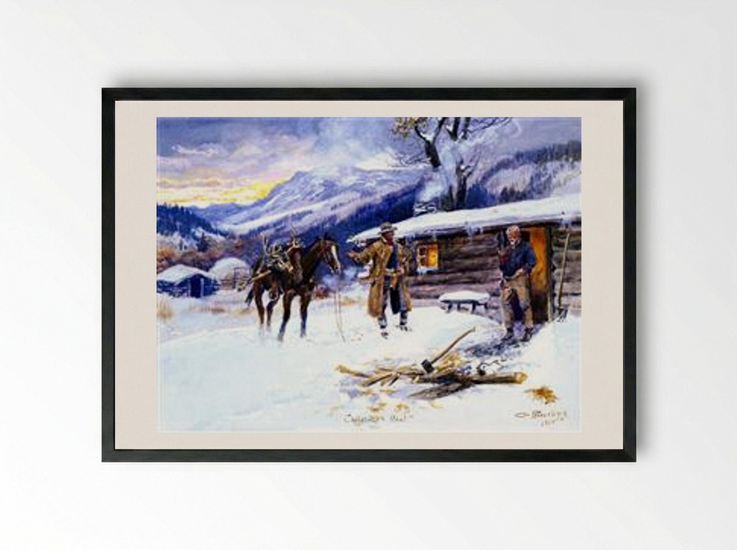 Christmas Meat - Charles M. Russell - Framed Print Black