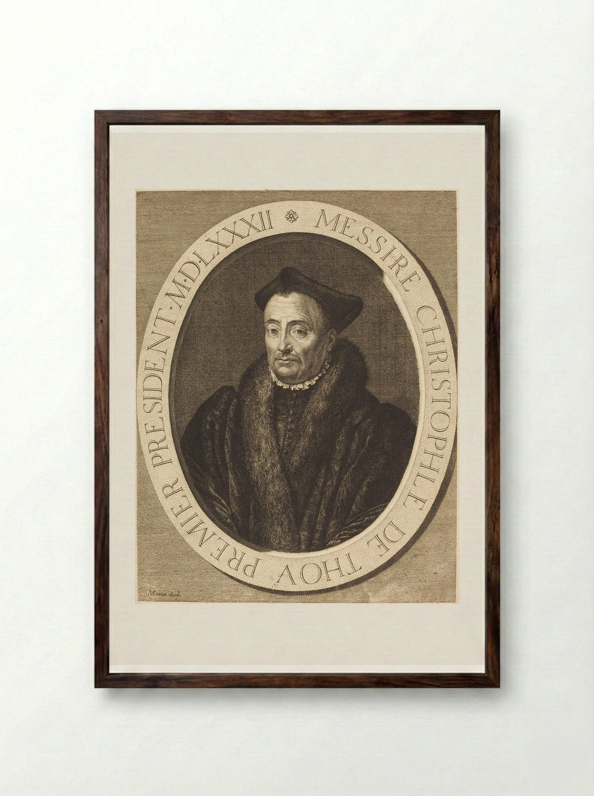 Christophe de Thou - Jean Morin - Framed Print Dark Wood