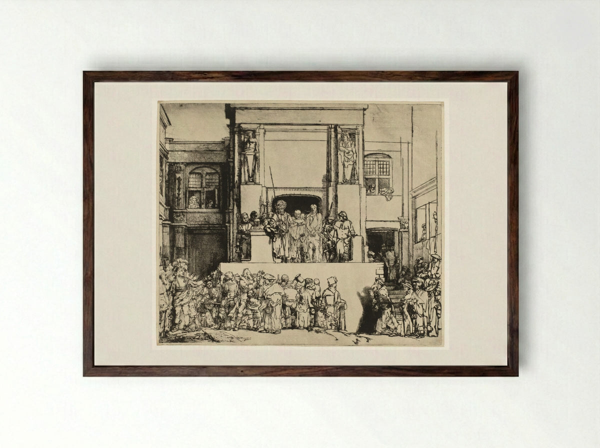 Christus aan het volk getoond (Ecce Homo) - Rembrandt van Rijn - Framed Print Dark Wood
