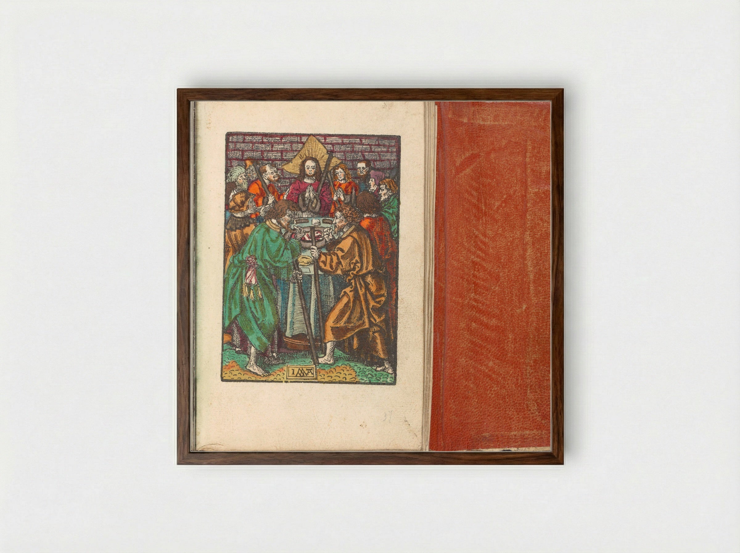 Christus en zijn discipelen vieren Pesach - Doen Pietersz. - Framed Print Dark Wood