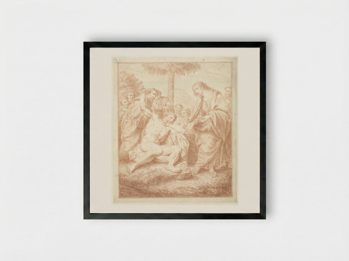 Christus geneest een bezetene - Louis Fabritius Dubourg - Framed Print Black