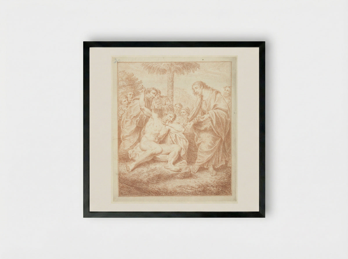 Christus geneest een bezetene - Louis Fabritius Dubourg - Framed Print Black