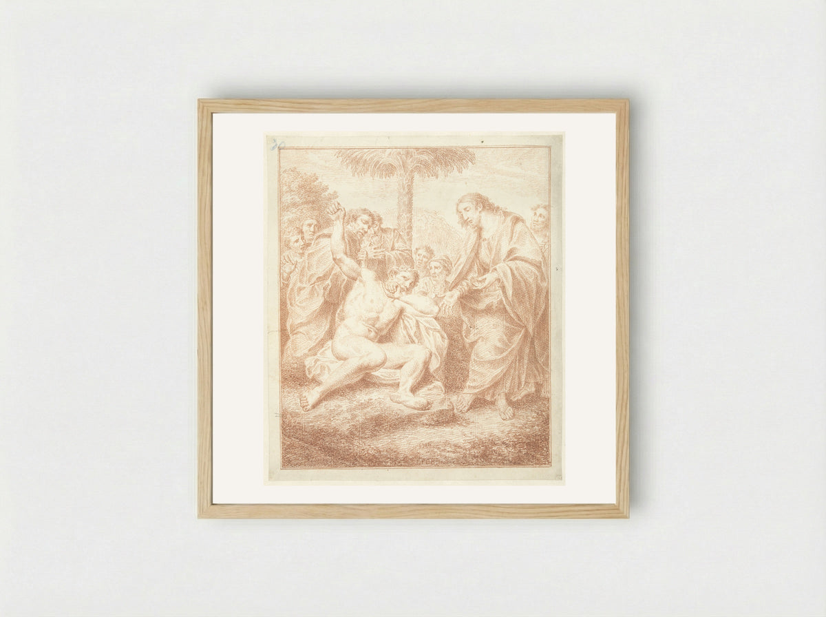 Christus geneest een bezetene - Louis Fabritius Dubourg - Framed Print Wood