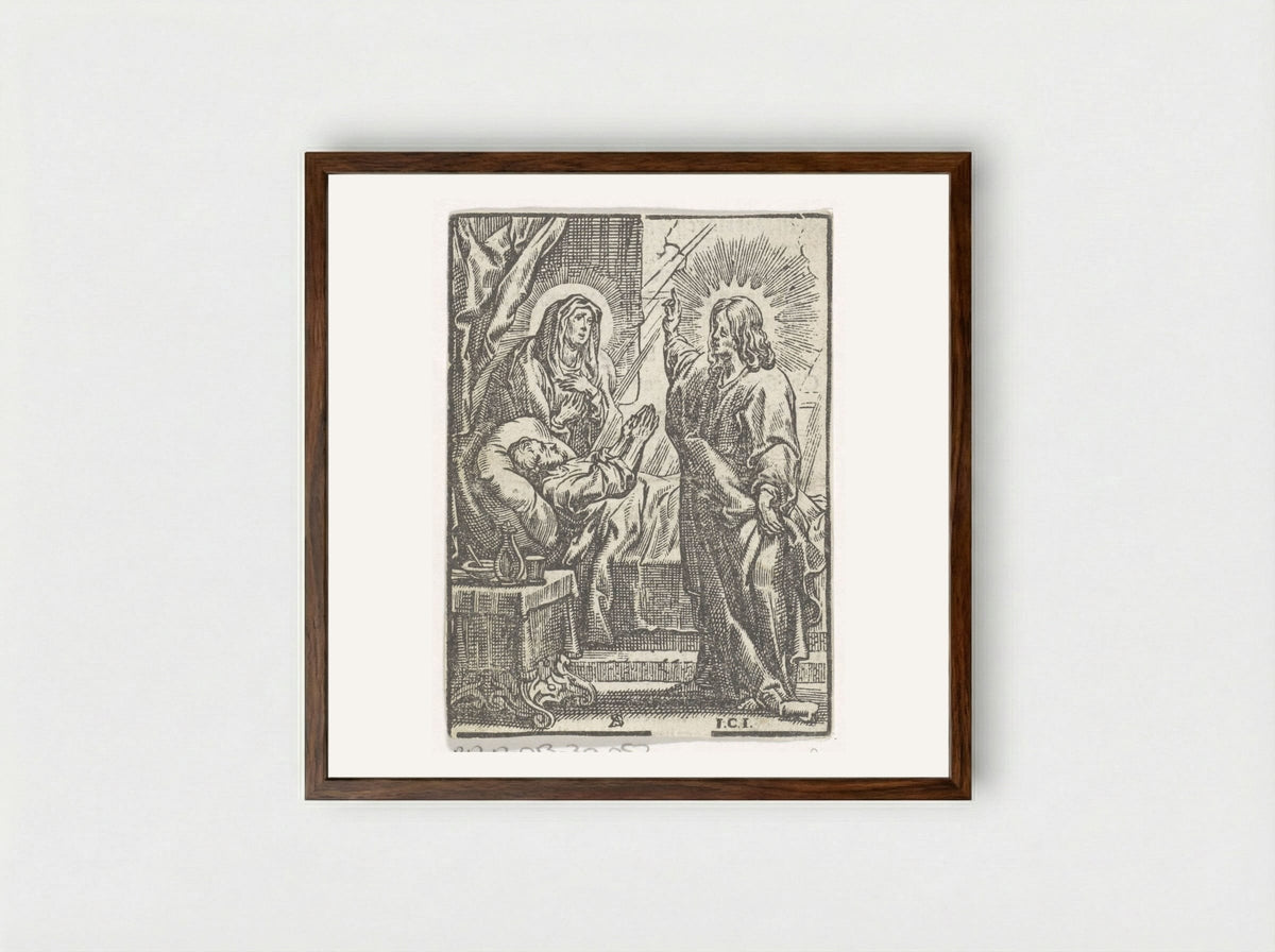 Christus geneest een zieke - Cornelis Woons - Framed Print Dark Wood