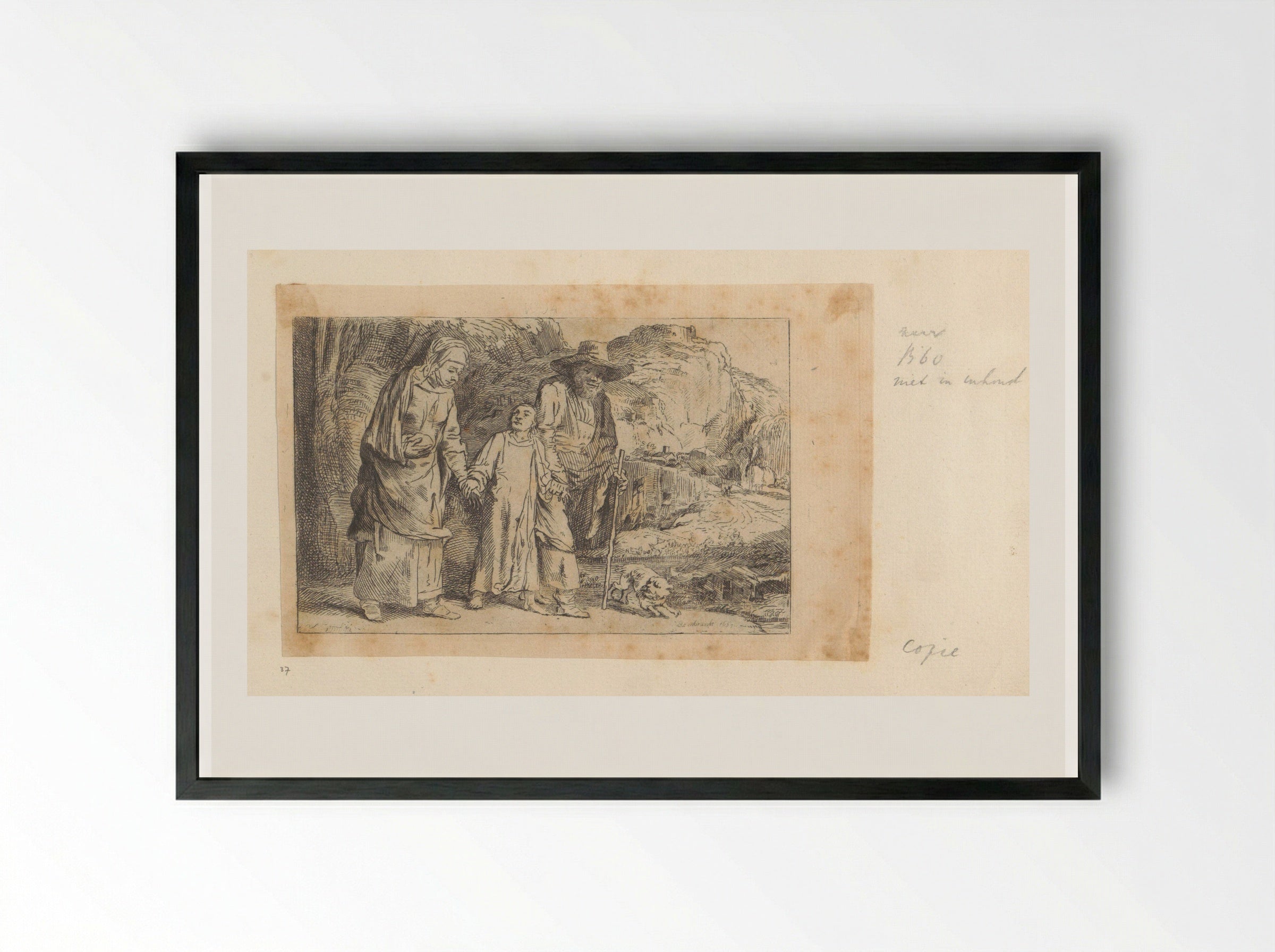Christus keert terug uit de Tempel met Jozef en Maria - Henry Louis Basan - Framed Print Black