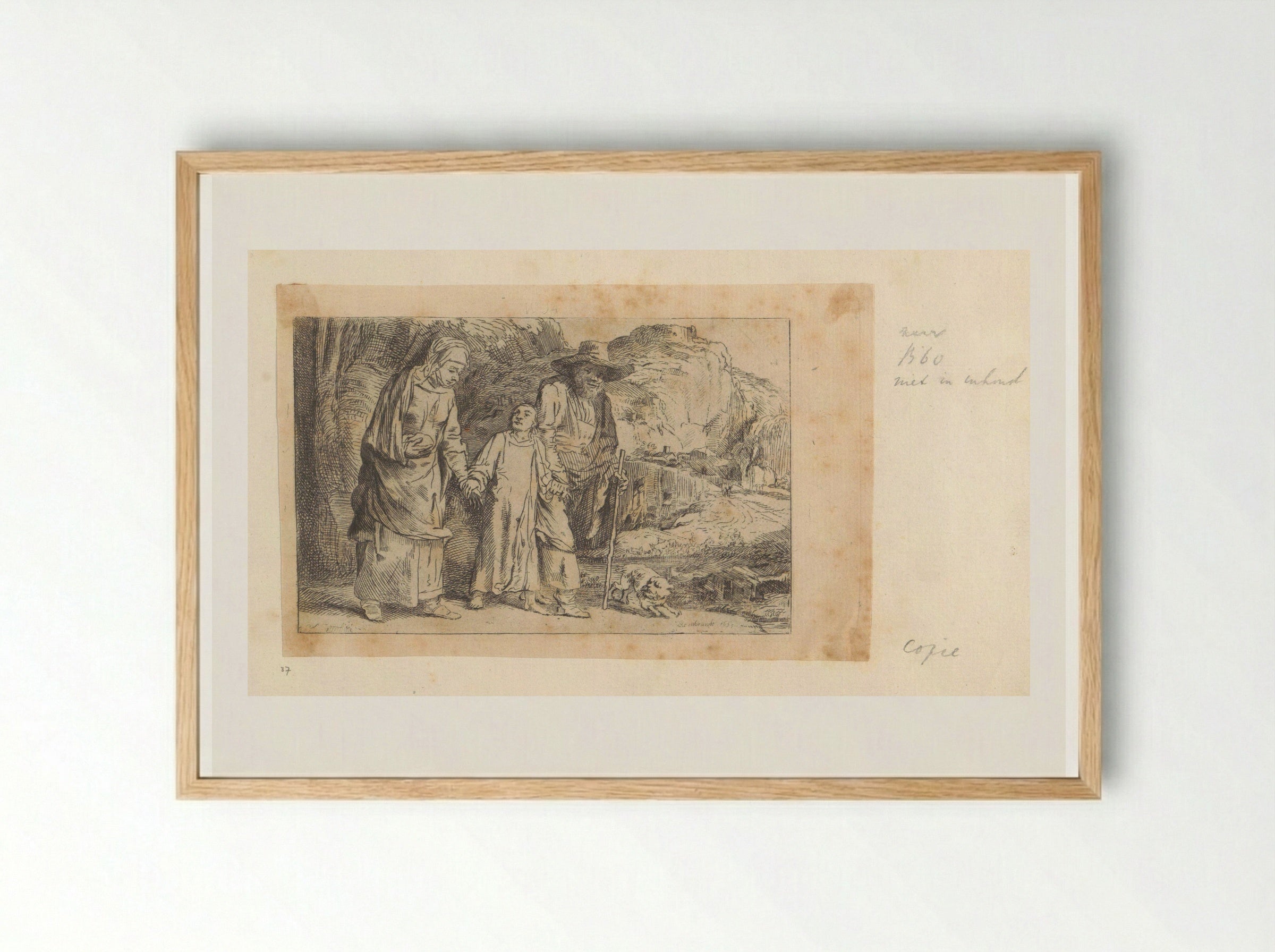 Christus keert terug uit de Tempel met Jozef en Maria - Henry Louis Basan - Framed Print Wood