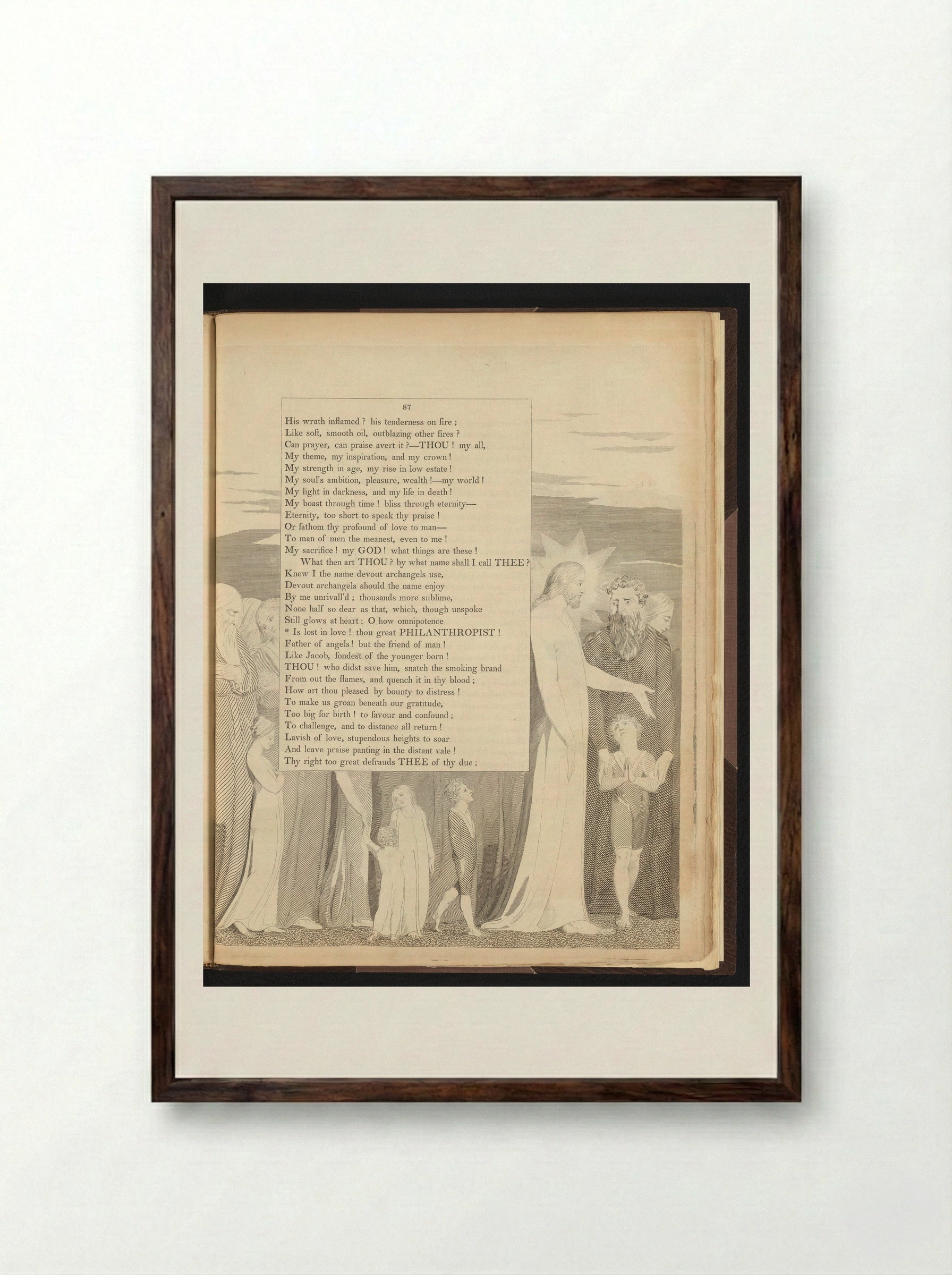 Christus met mannen, vrouwen en kinderen - Edward Young - Framed Print Dark Wood