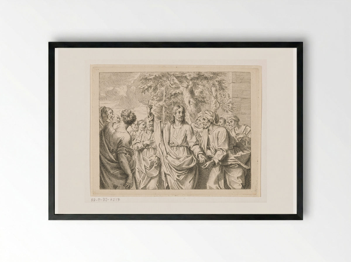 Christus predikt tussen het volk - Louis Fabritius Dubourg - Framed Print Black