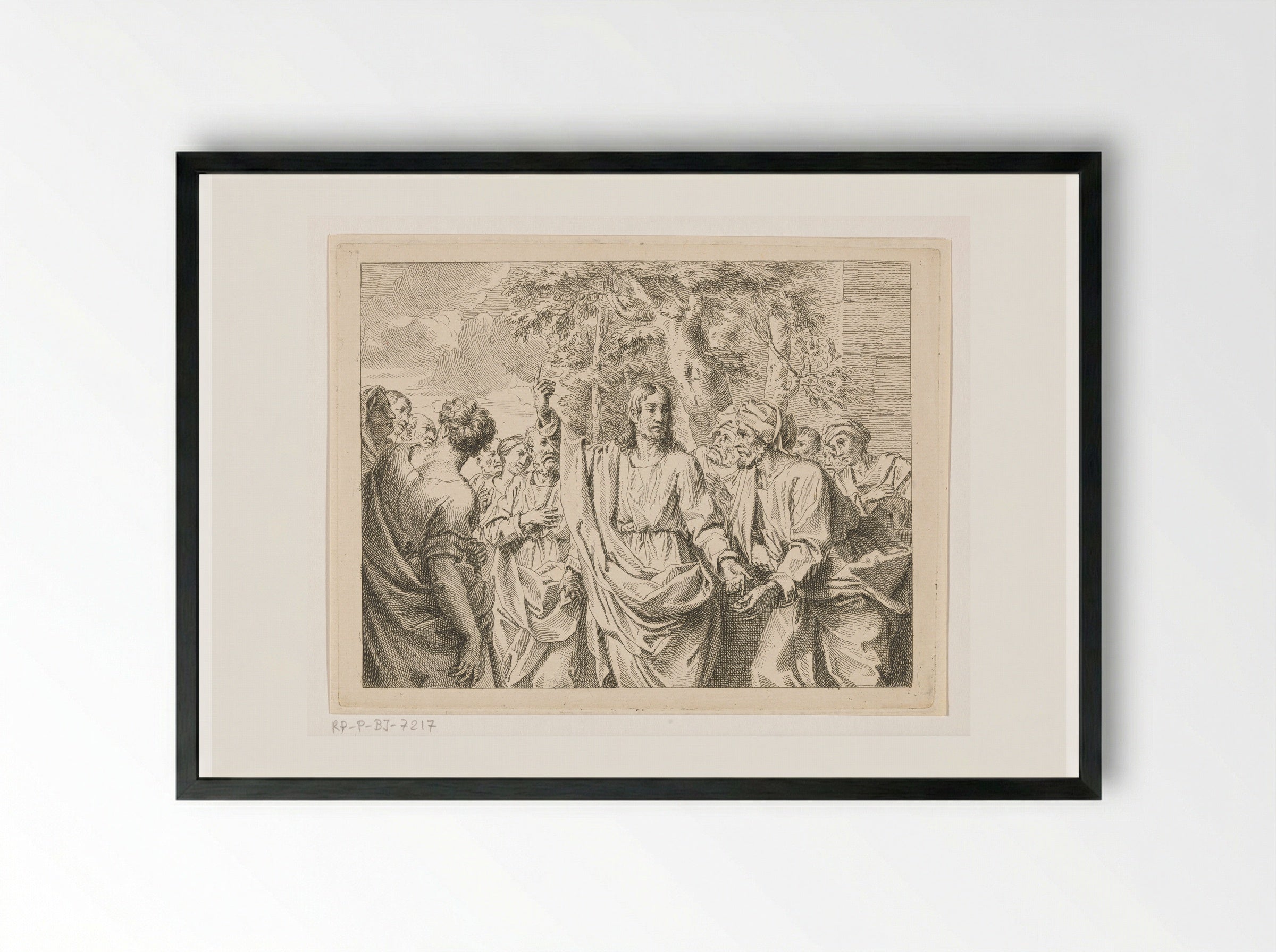 Christus predikt tussen het volk - Louis Fabritius Dubourg - Framed Print Black