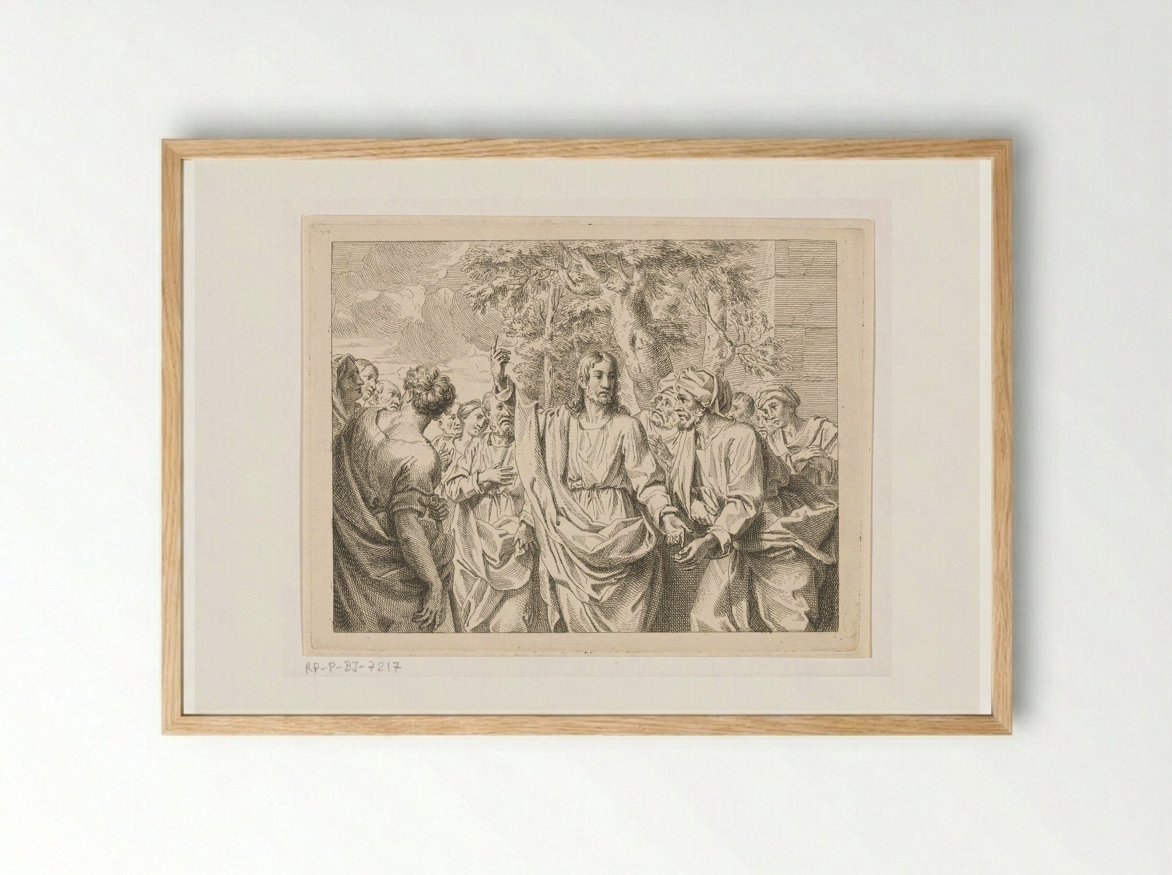 Christus predikt tussen het volk - Louis Fabritius Dubourg - Framed Print Wood