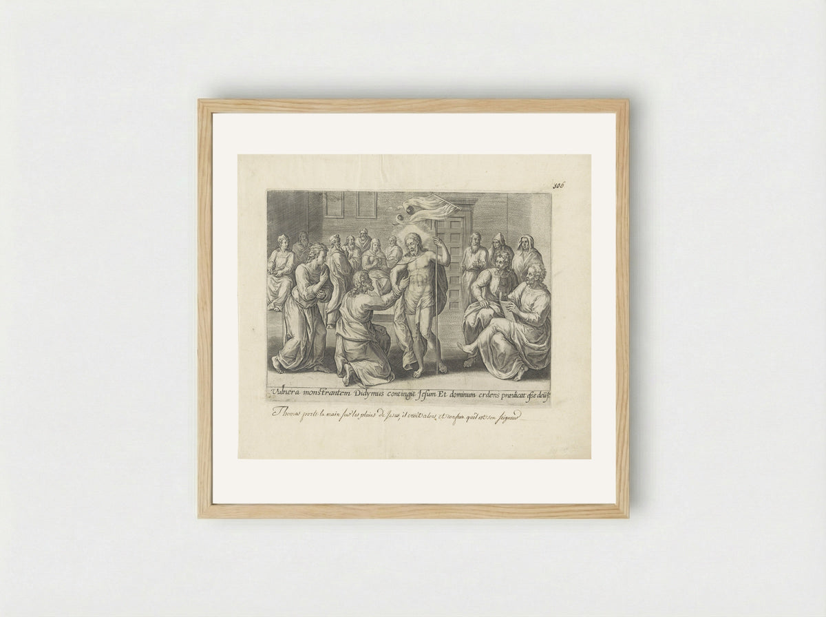 Christus verschijnt aan de ongelovige Tomas - Gerard de Jode - Framed Print Wood