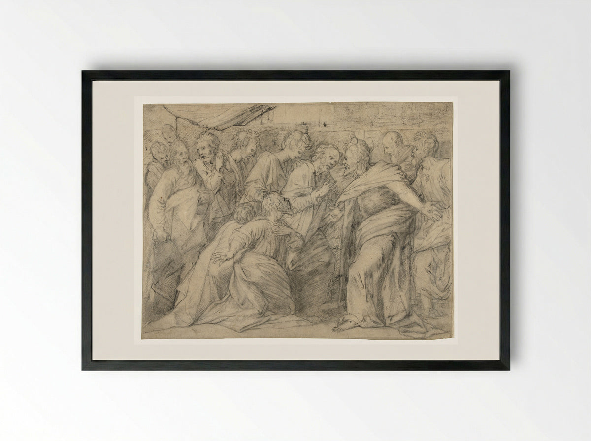 Christus verschijnt voor zijn discipelen - Meester van de Egmont-Albums - Framed Print Black