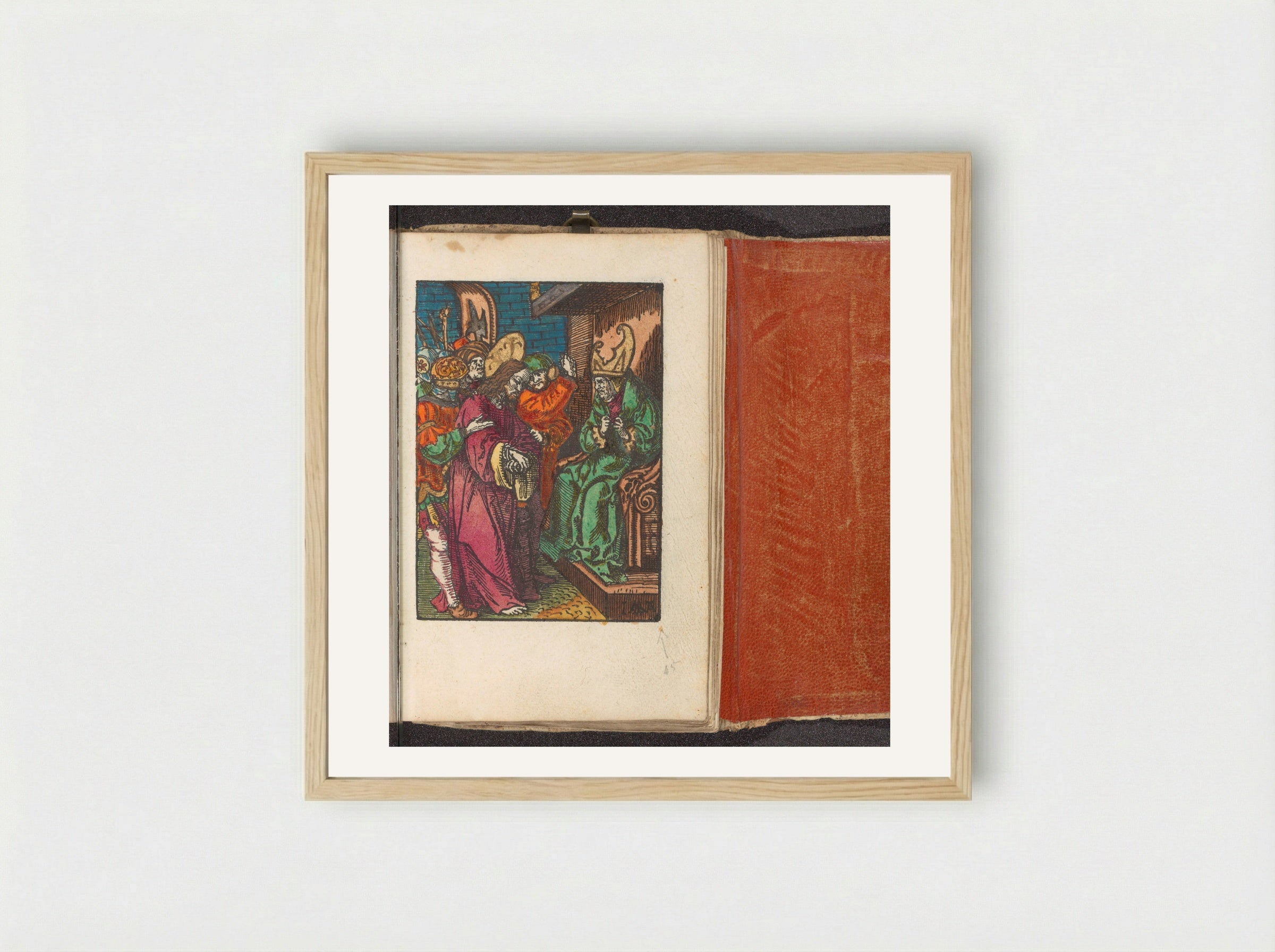 Christus voor Kajafas - Doen Pietersz. - Framed Print Wood