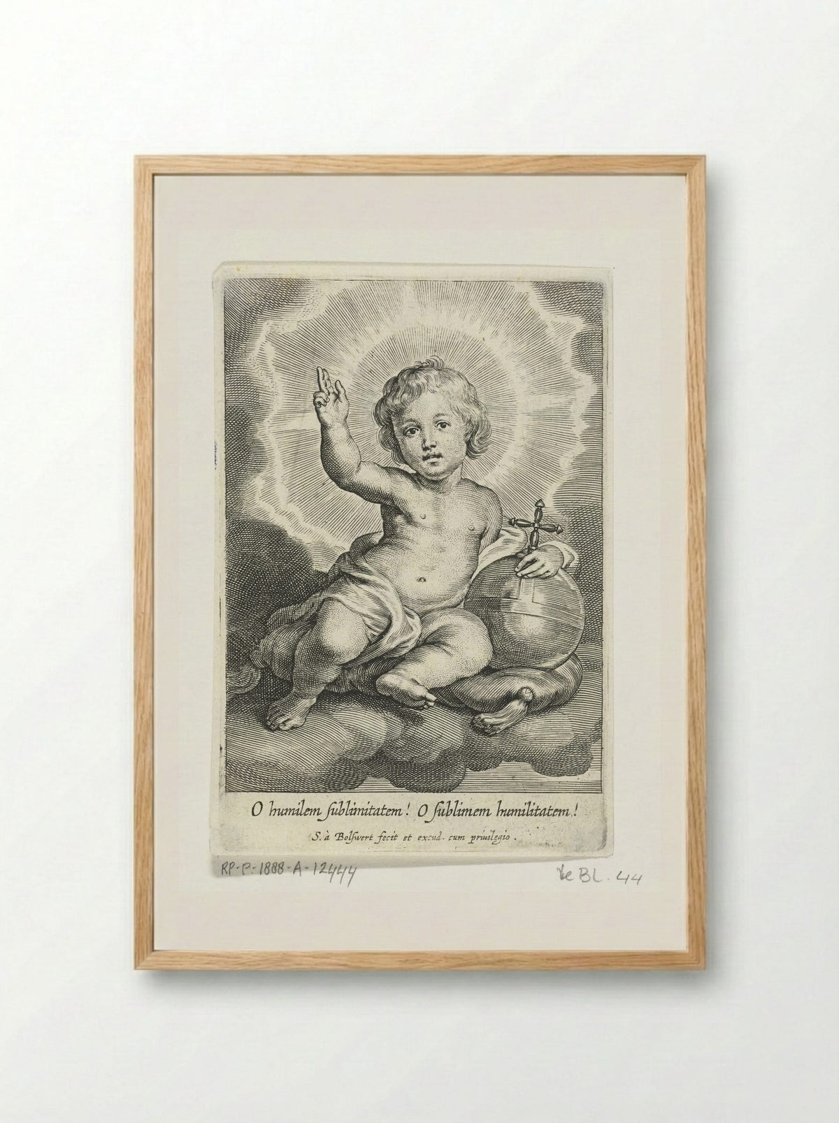 Christuskind als Salvator Mundi zittend op wolk - Schelte Adamsz. Bolswert - Framed Print Wood