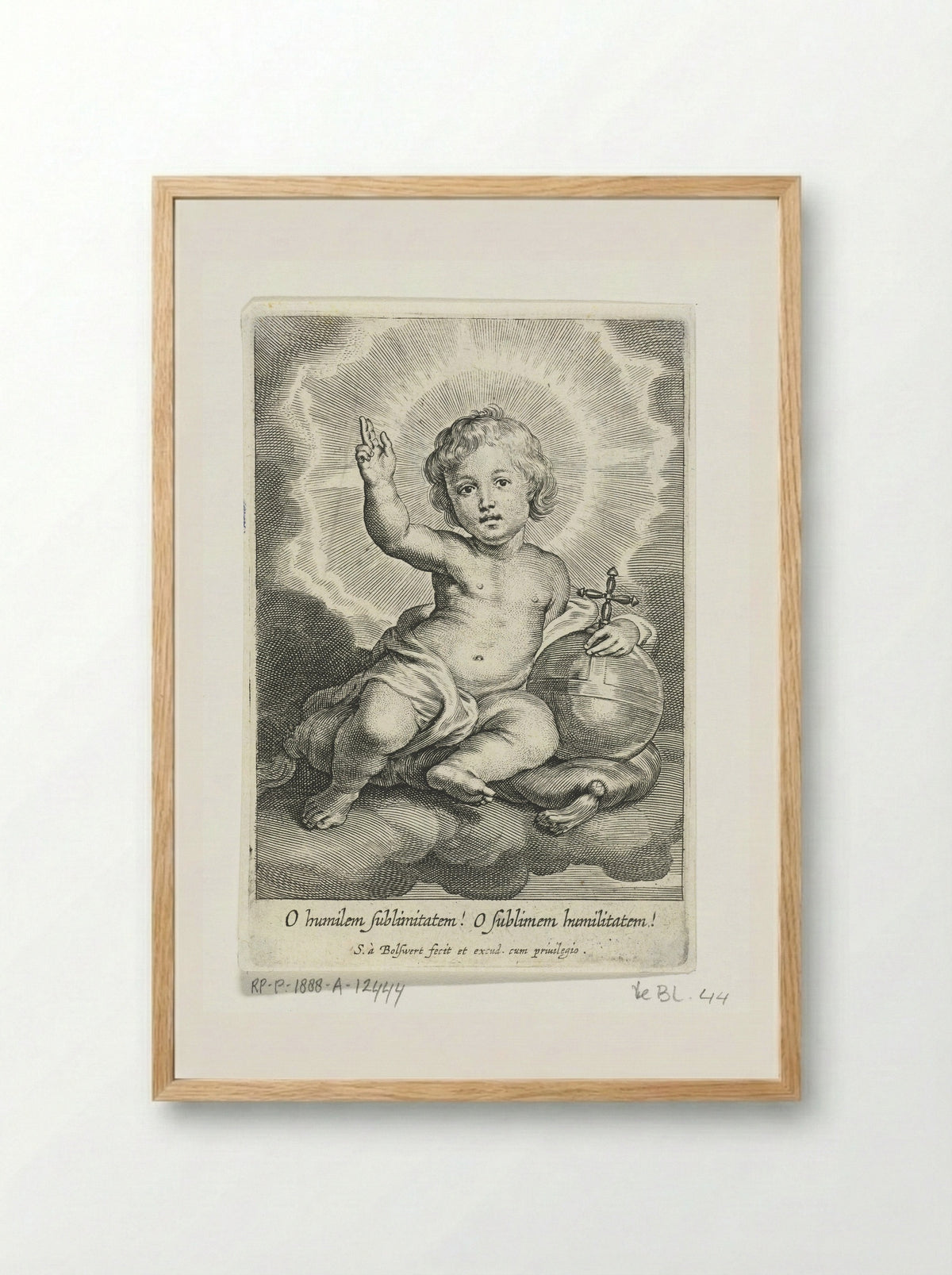 Christuskind als Salvator Mundi zittend op wolk - Schelte Adamsz. Bolswert - Framed Print Wood