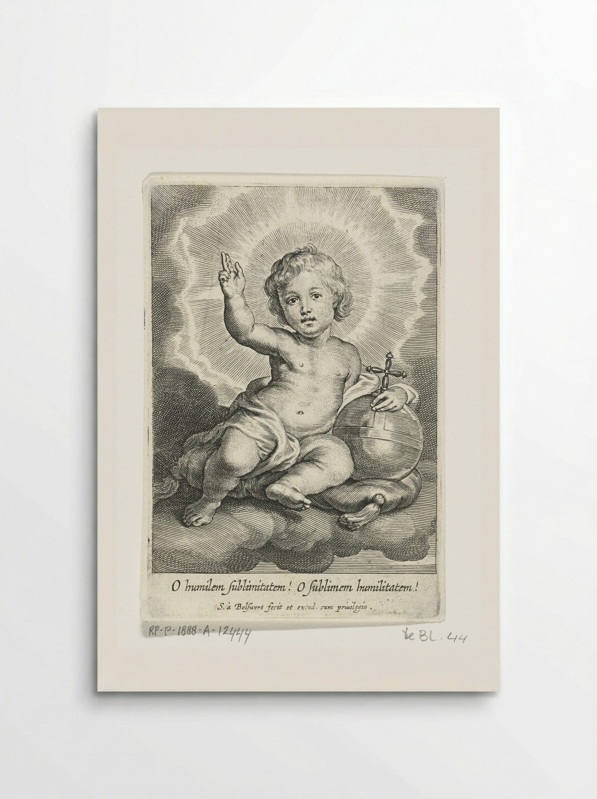 Christuskind als Salvator Mundi zittend op wolk - Schelte Adamsz. Bolswert - Poster