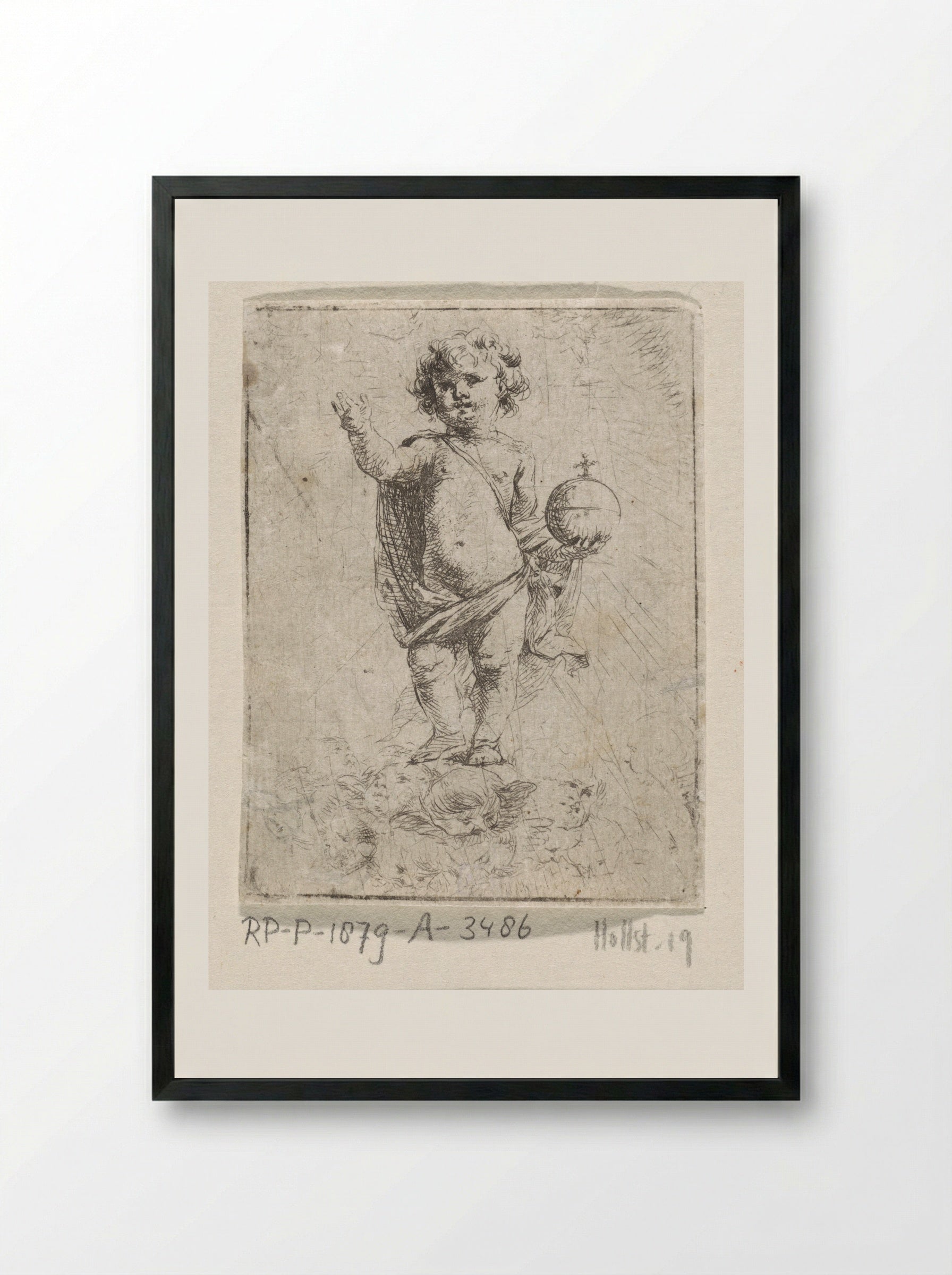 Christuskind als Salvator Mundi - Cornelis Schut (I) - Framed Print Black