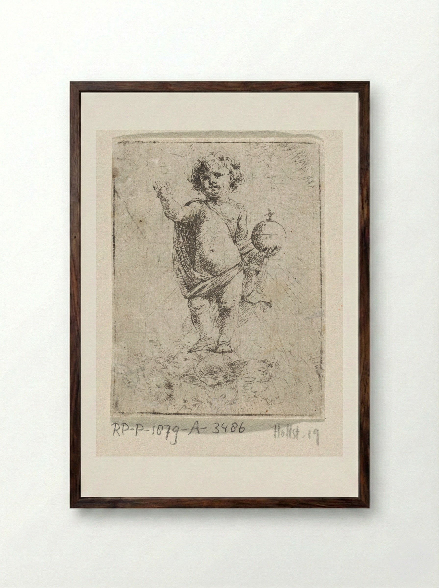 Christuskind als Salvator Mundi - Cornelis Schut (I) - Framed Print Dark Wood