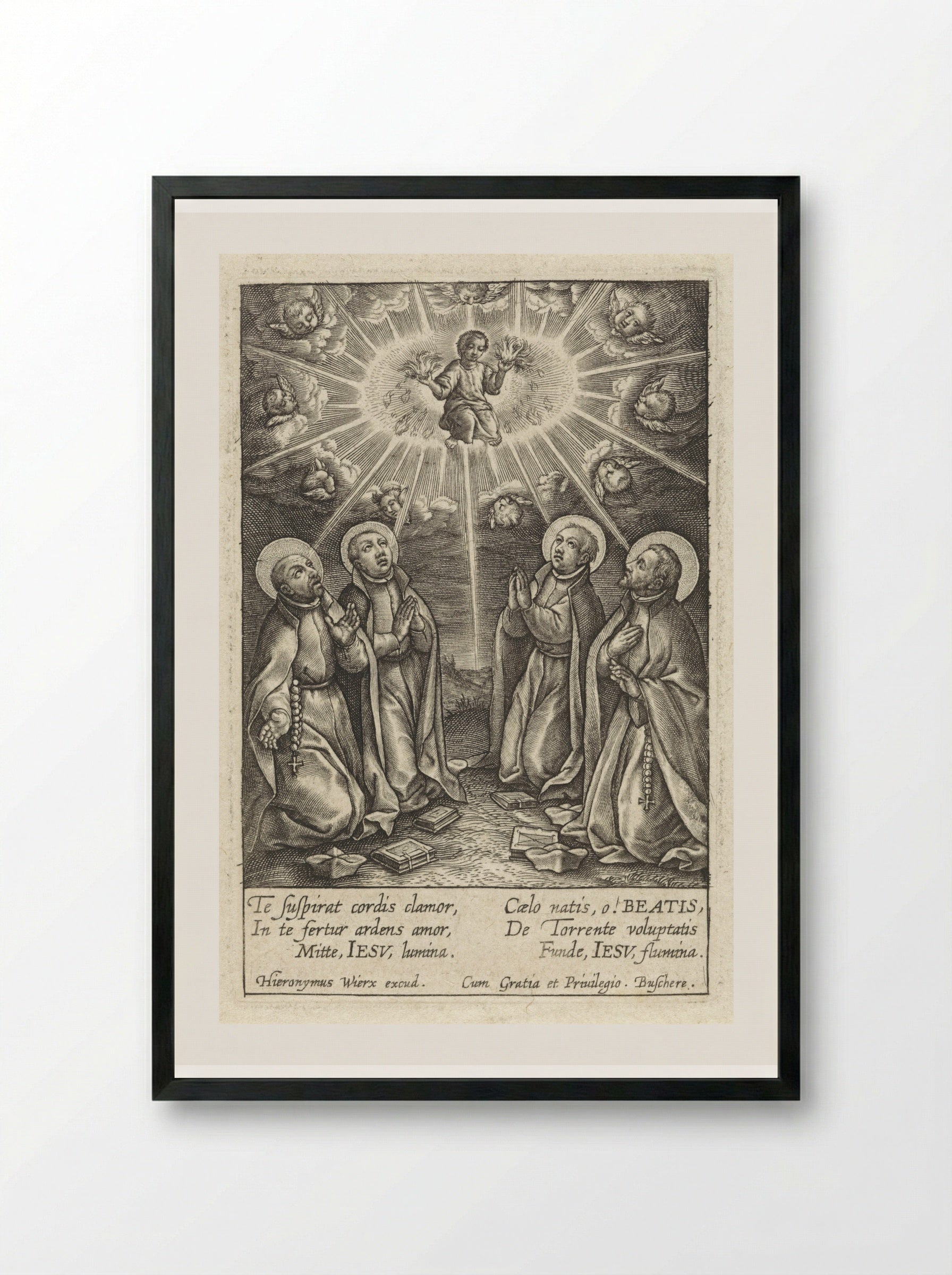 Christuskind in nimbus - Hieronymus Wierix - Framed Print Black