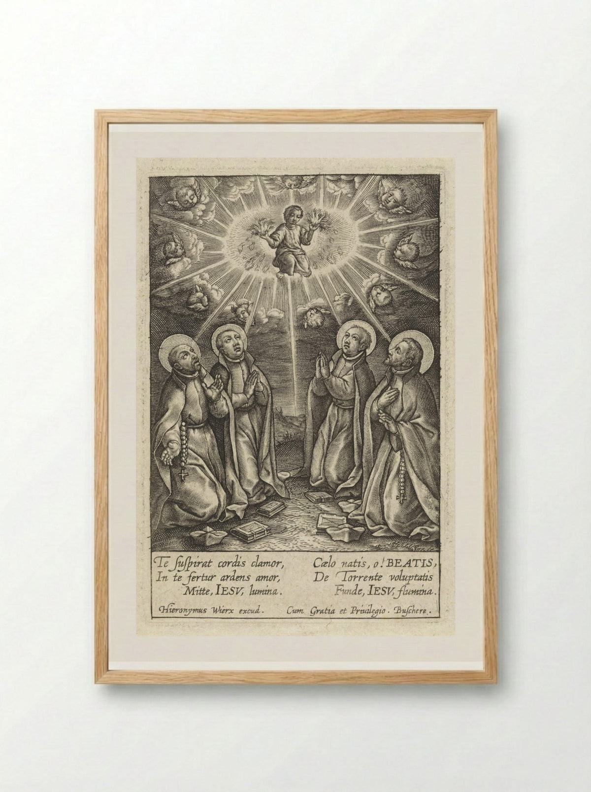 Christuskind in nimbus - Hieronymus Wierix - Framed Print Wood
