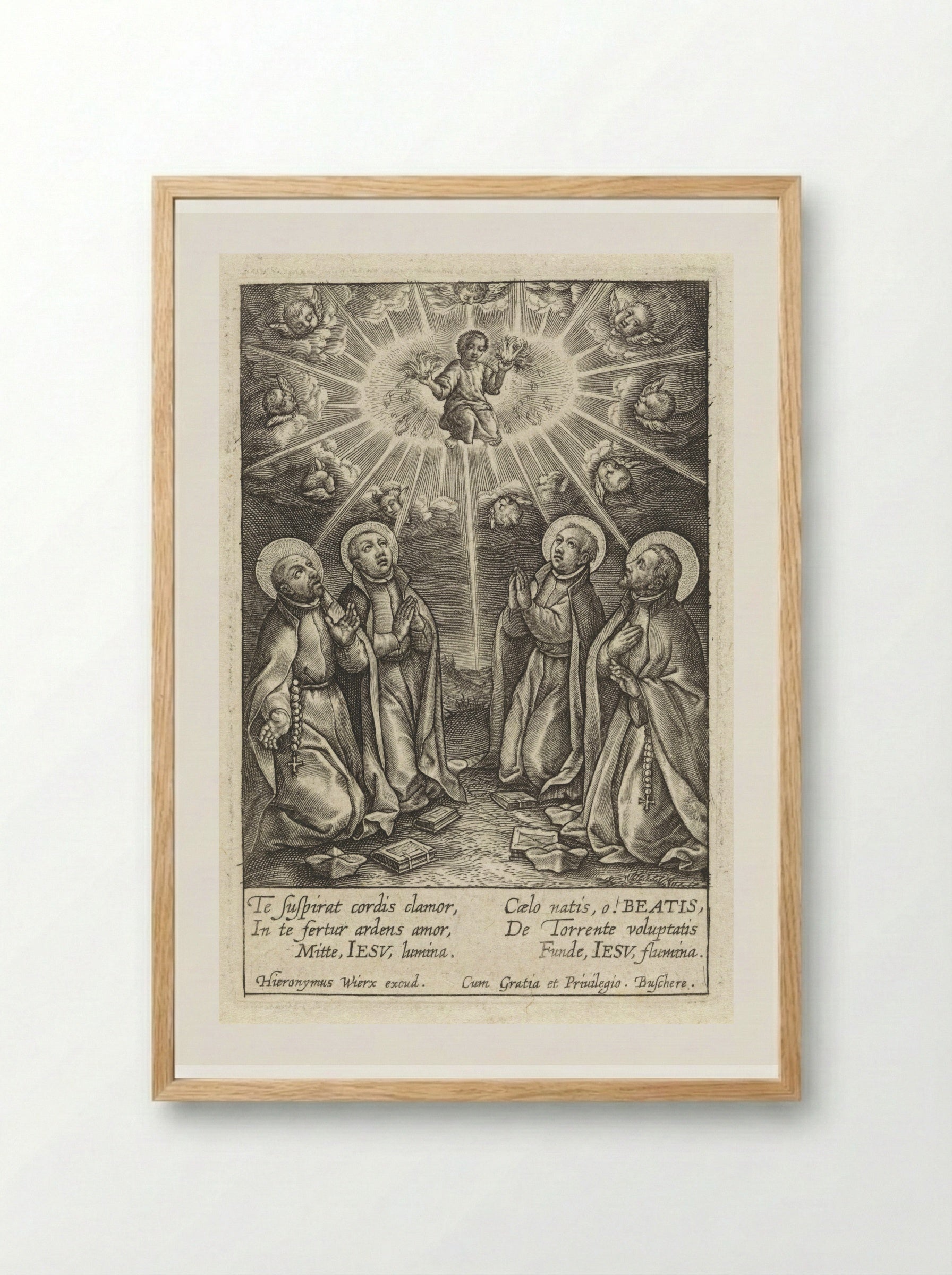 Christuskind in nimbus - Hieronymus Wierix - Framed Print Wood