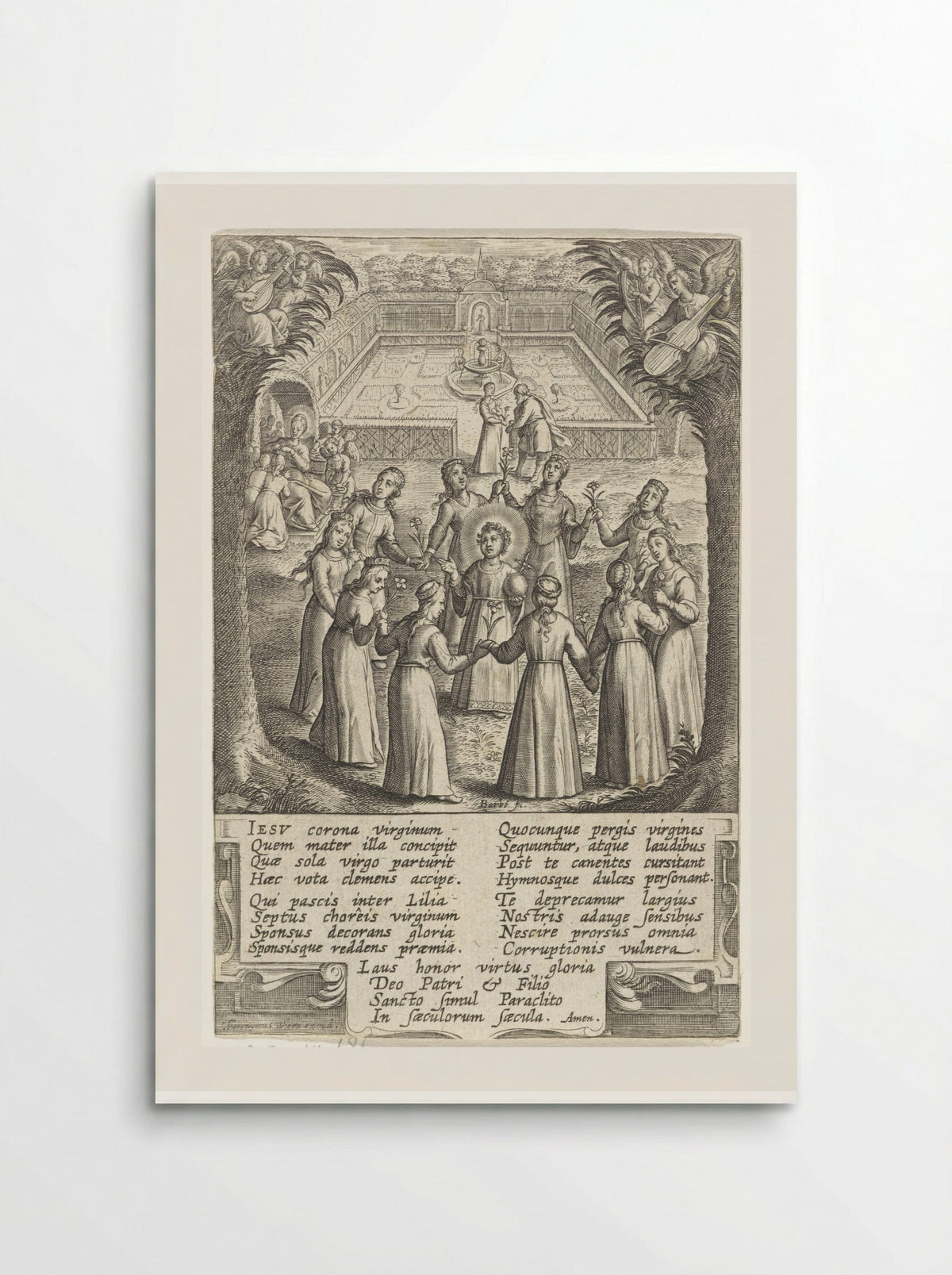 Christuskind omringd door maagden - Hieronymus Wierix - Poster
