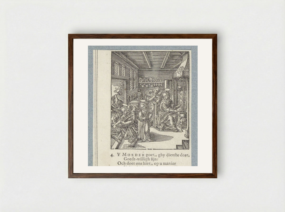 Christuskind veegt de vloer - Pieter Jacobsz. Paets - Framed Print Dark Wood