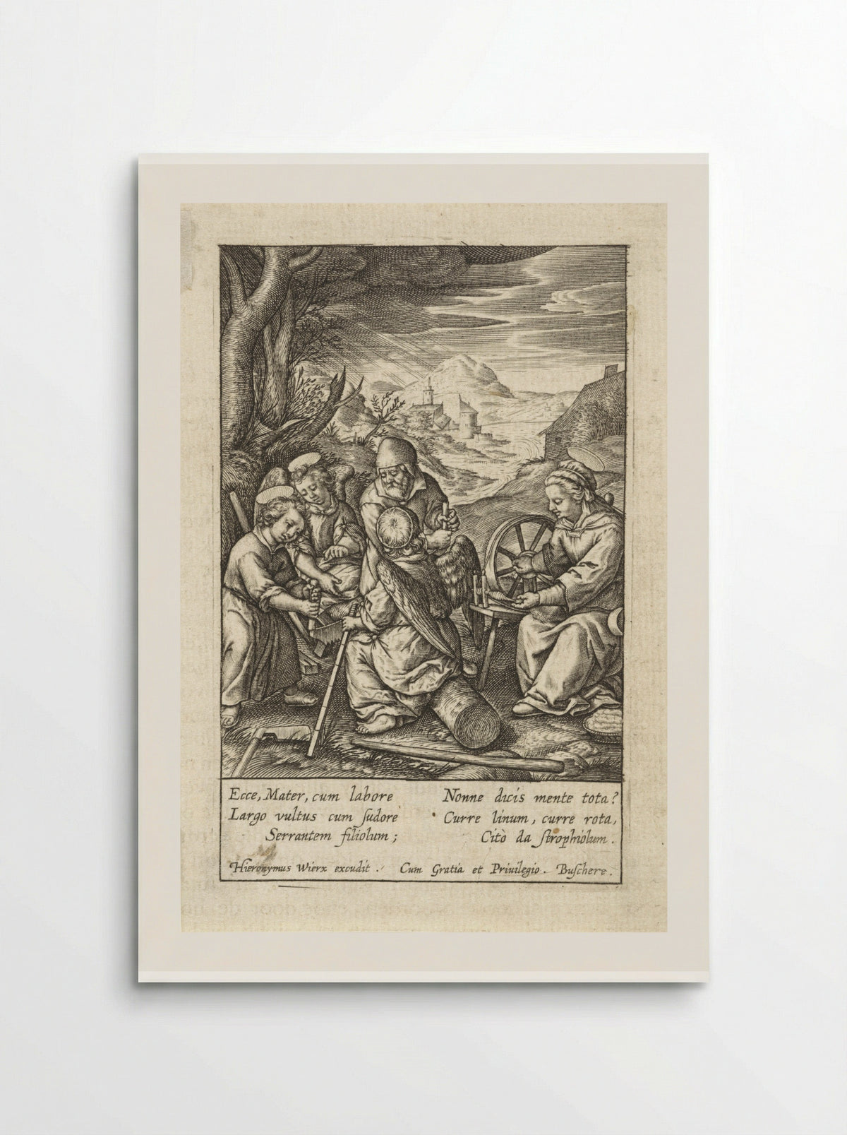 Christuskind zaagt een boomstam - Hieronymus Wierix - Poster