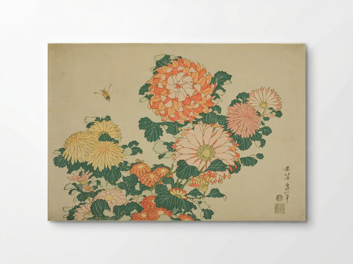 Chrysanthemum and Horsefly - Katsushika Hokusai - Poster